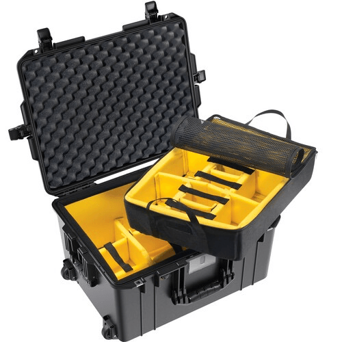 Pelican 1607 AirWD Wheeled Hard Case with Padded Divider Insert - Black Waterproof Protective Travel Case for Camera, Electronics & Equipment - Perfect for Air Travel, Outdoor Adventures & Professional Use