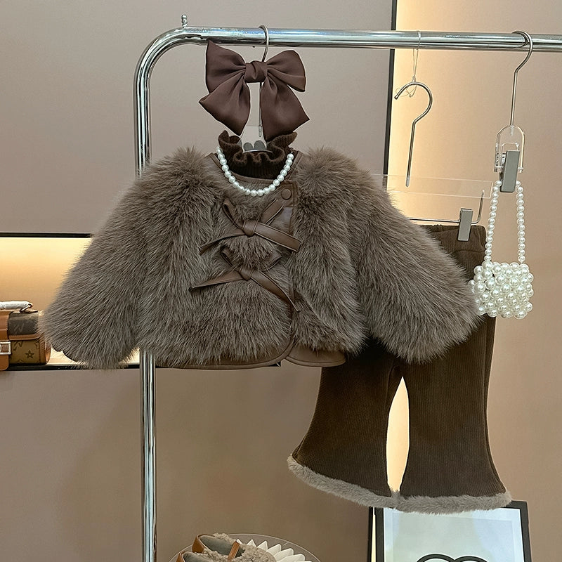 Adorable Baby Winter Warm Brown Two-Piece Outfit Set - Cozy & Stylish for Cold Weather, Perfect for Holidays & Outdoor Play
