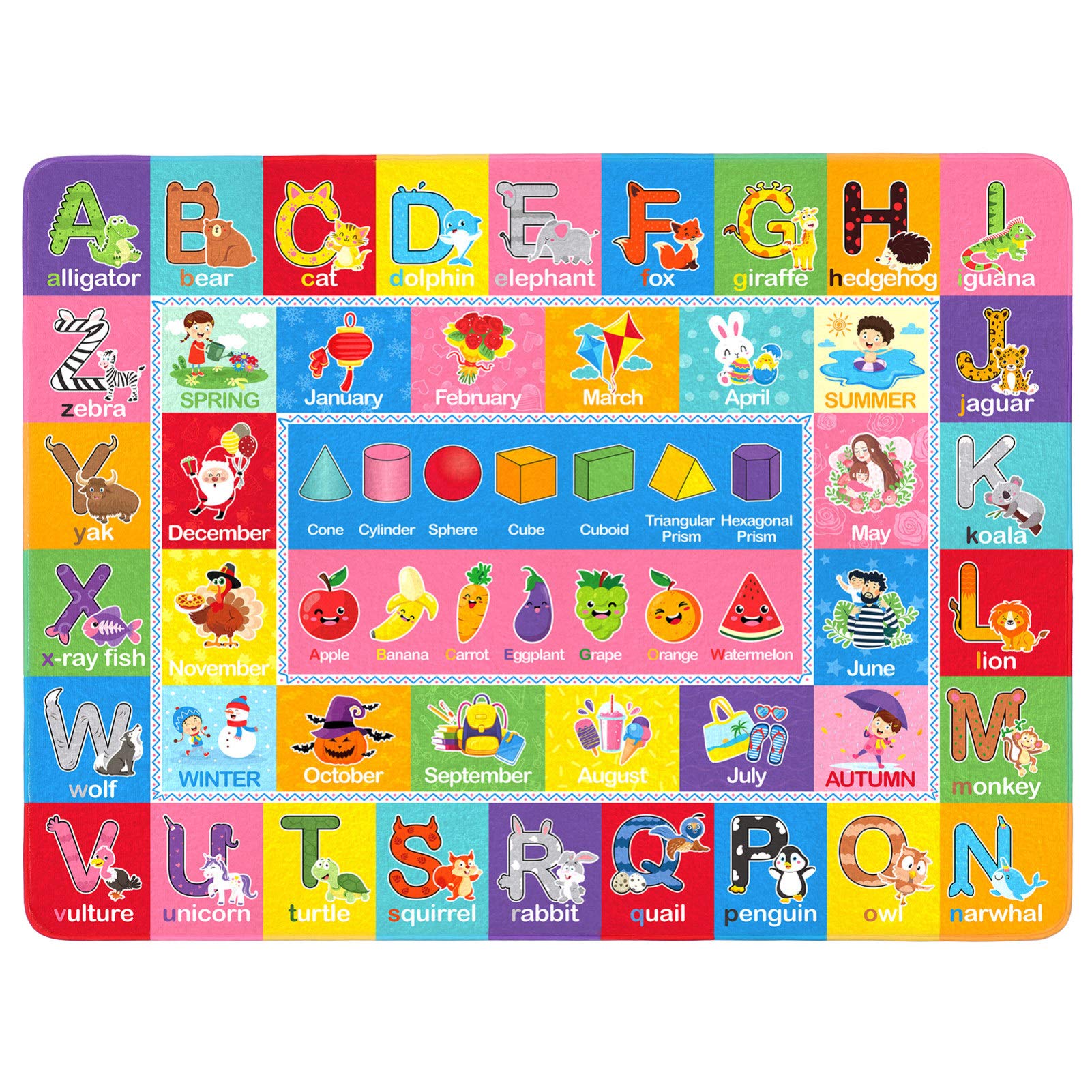 Kids Foam Puzzle Play Mat - Colorful Alphabet & Shapes Educational Rug for Classroom, Playroom & Bedroom | Non-Slip Exercise Mat for Toddler Learning & Playtime Activities