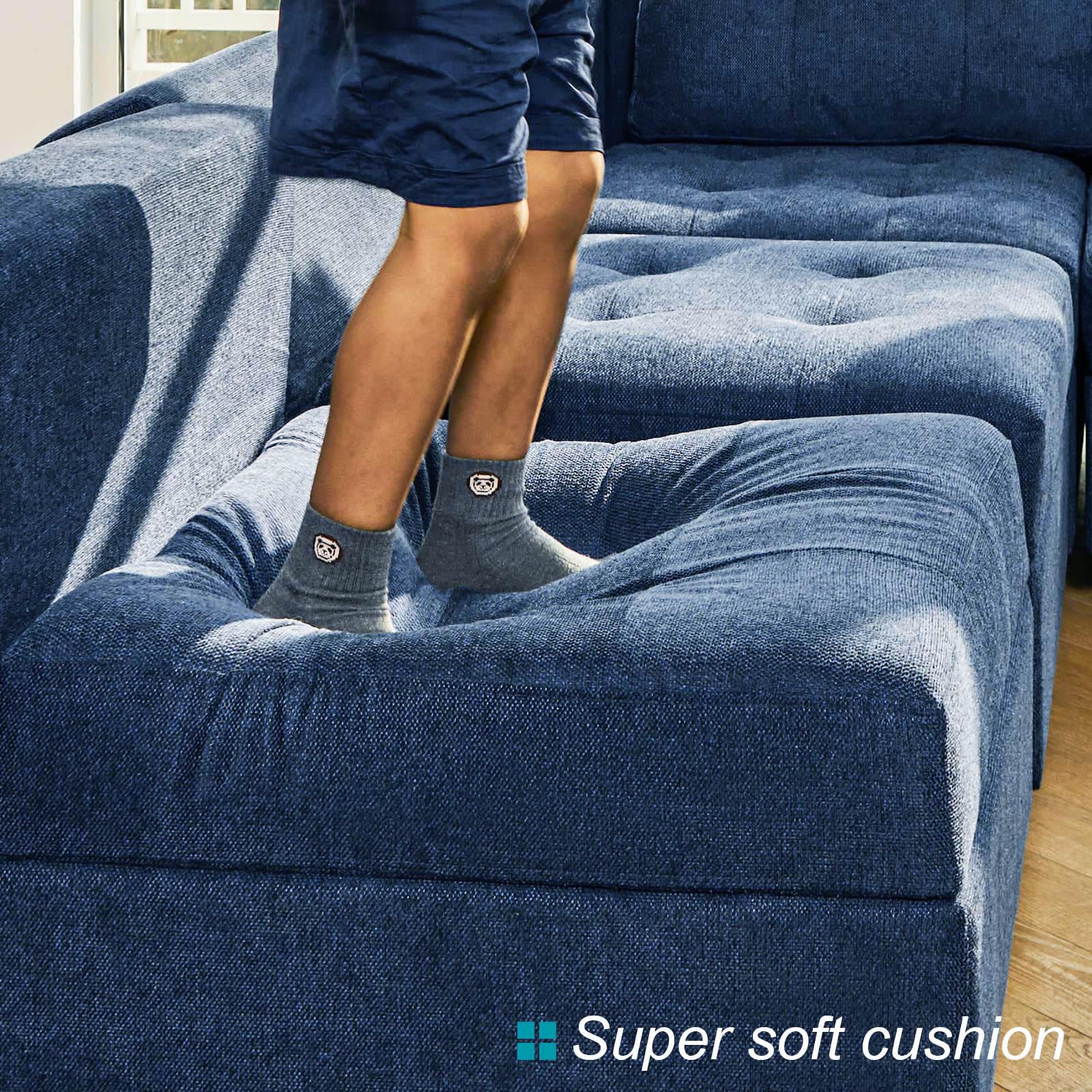 Belffin Modular Sectional Sleeper Sofa with Storage - Oversized 9-Seat Convertible Sofa Bed in Blue for Living Room | Perfect for Family Gatherings, Movie Nights & Guest Accommodations
