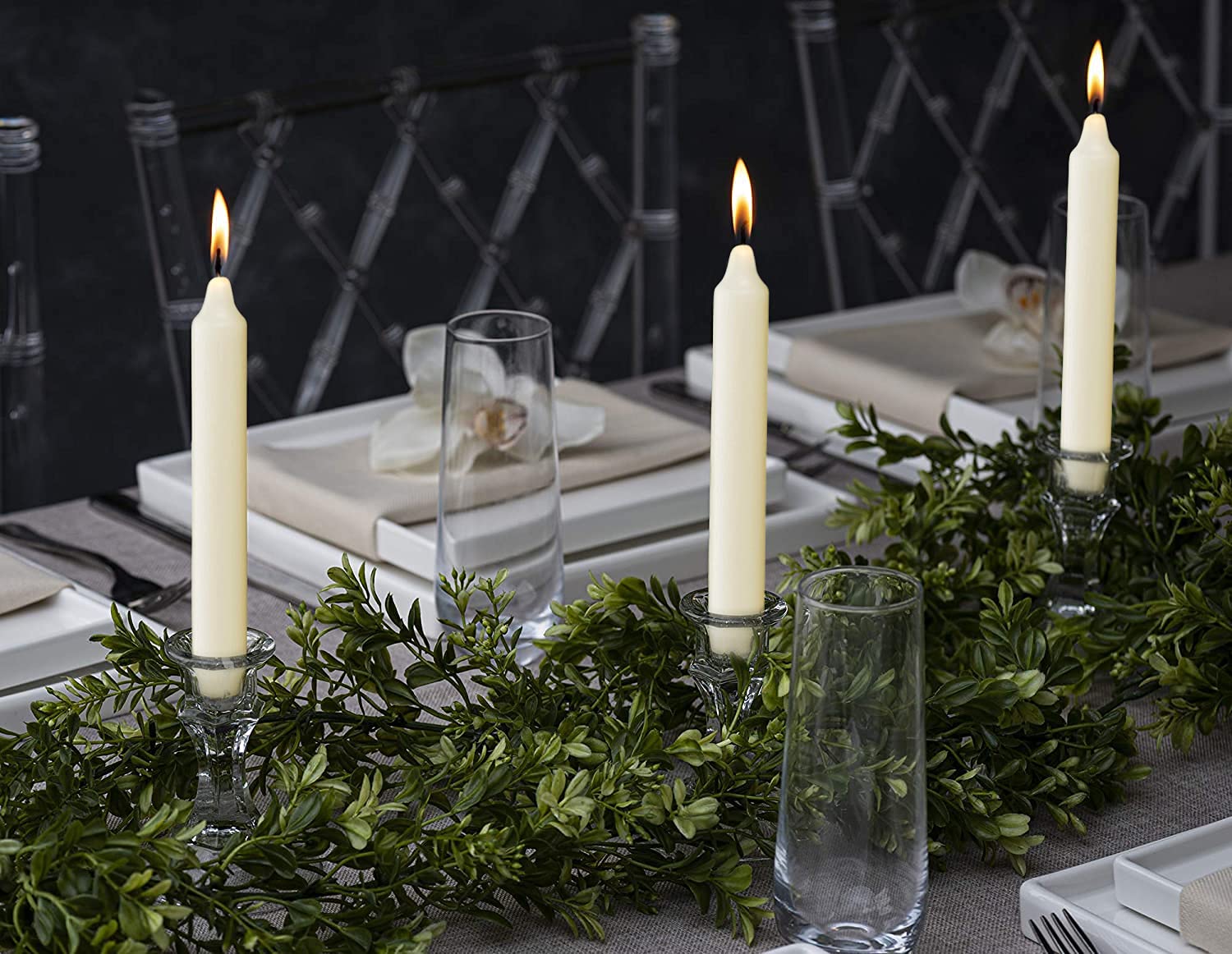 BOLSIUS Ivory Candlesticks - Bulk Pack of 135 Unscented Dinner Candles (3 Packs) - Premium European Quality, Smokeless & Dripless - 6+ Hour Burn Time - Perfect for Weddings, Restaurants & Romantic Dinners