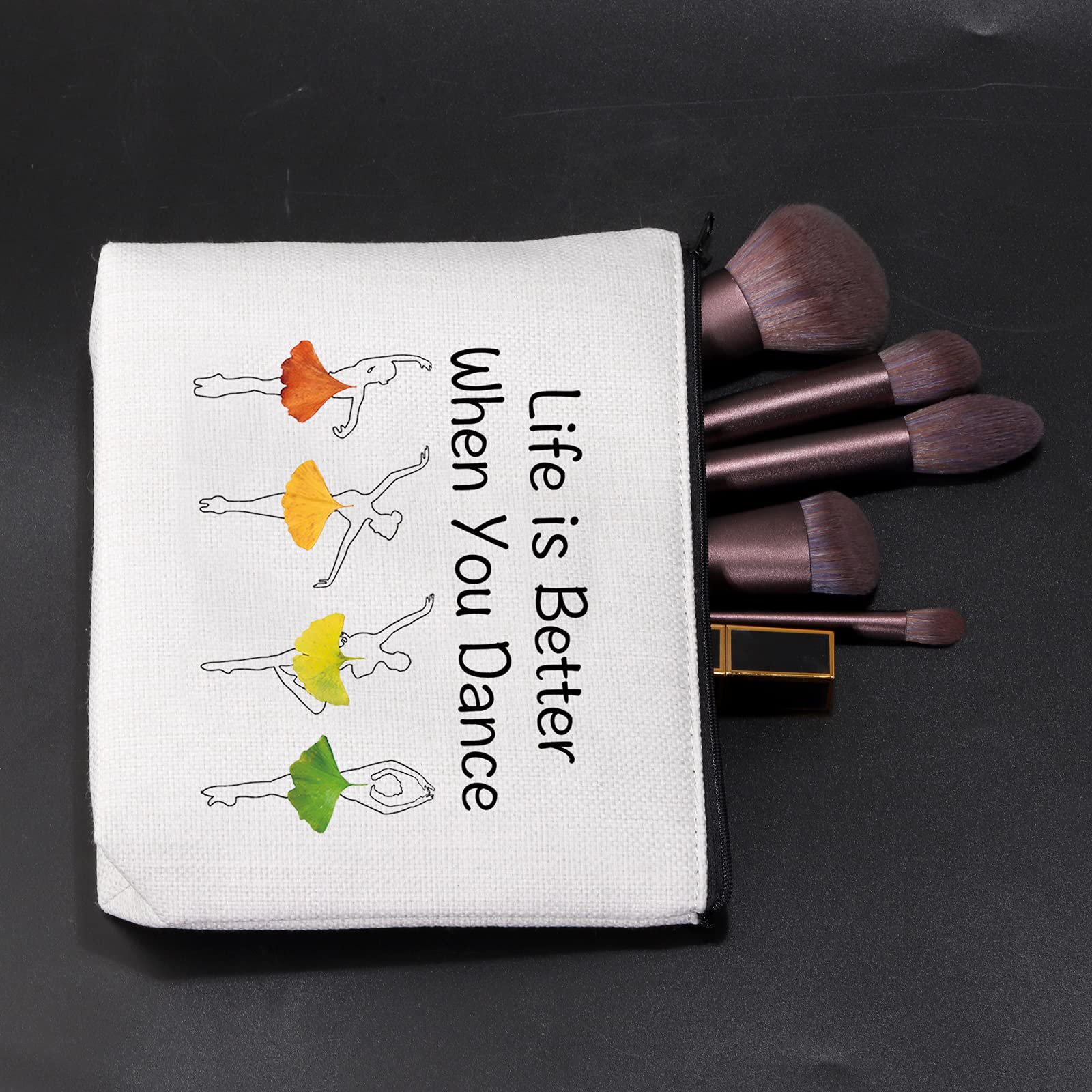 JNIAP Dancer Gift Dance Lover Makeup Bag - Life Is Better When You Dance Travel Toiletry Cosmetic Zipper Pouch, Perfect for Dance Classes, Performances & Travel Essentials