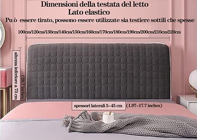 Velvet Headboard Cover for Queen, King & Twin Size - Soft Dustproof Slipcover in Pink, Black & Silver Grey - 360° Protection for Bed Headboard & Backrest - Perfect for Bedroom Decor & Dust Protection