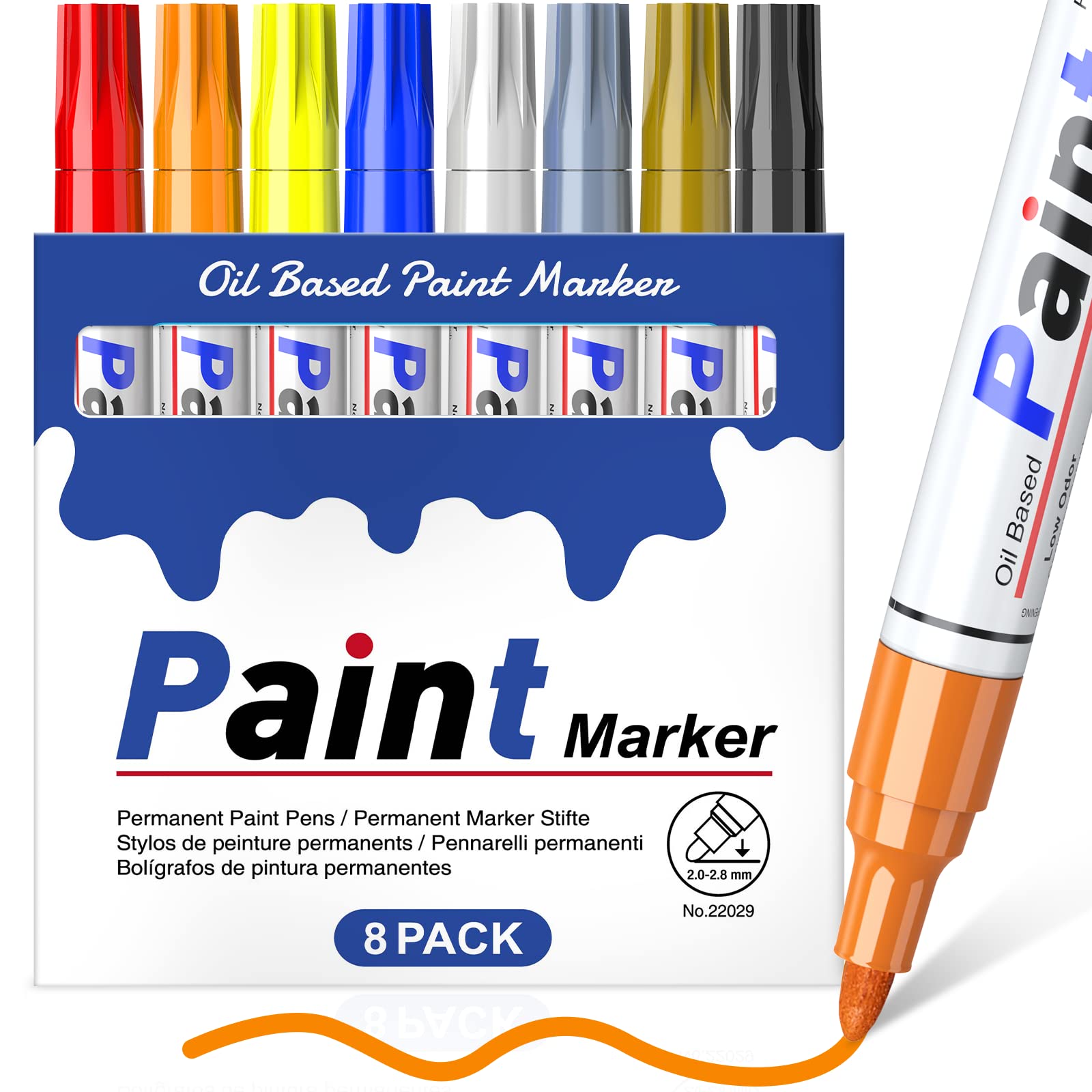 **Permanent Oil-Based Paint Markers Set - 8 Vibrant Colors for Plastic, Metal, Glass, Wood, Rock & Tire - Quick-Dry, Waterproof Paint Pens for DIY Crafts, Art & Home Decor**    *(Perfect for Customizing Tumblers, Signage, Automotive Touch-Ups & Outdoor Projects!)*