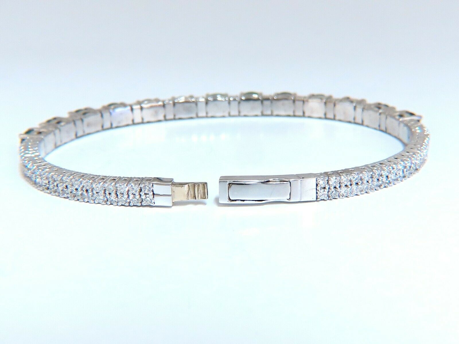 7ct Natural Emerald & Diamond Bangle Bracelet in 14K White Gold - Elegant Jewelry for Weddings, Anniversaries & Special Occasions