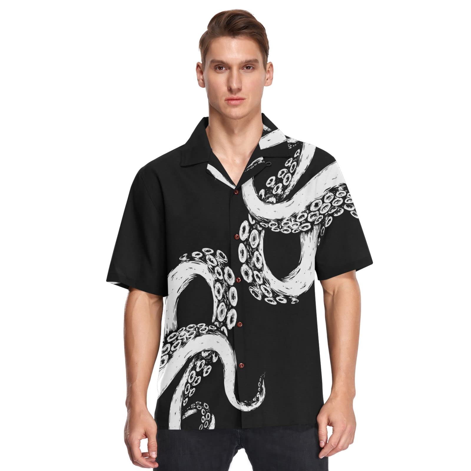Fisyme Men's Hawaiian Shirt - Loose Fit Short Sleeve Button Down Beach Shirt | Tropical Vacation, Summer Party & Casual Wear