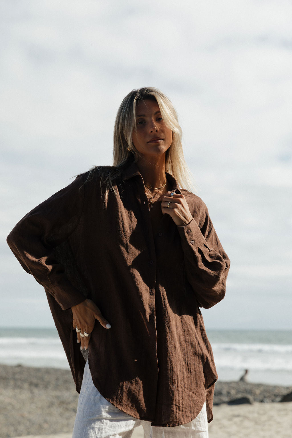 Oversized Button Down Shirt for Women - Casual Summer Poolside Cover Up - Perfect for Beach, Vacation, and Relaxing Outdoors