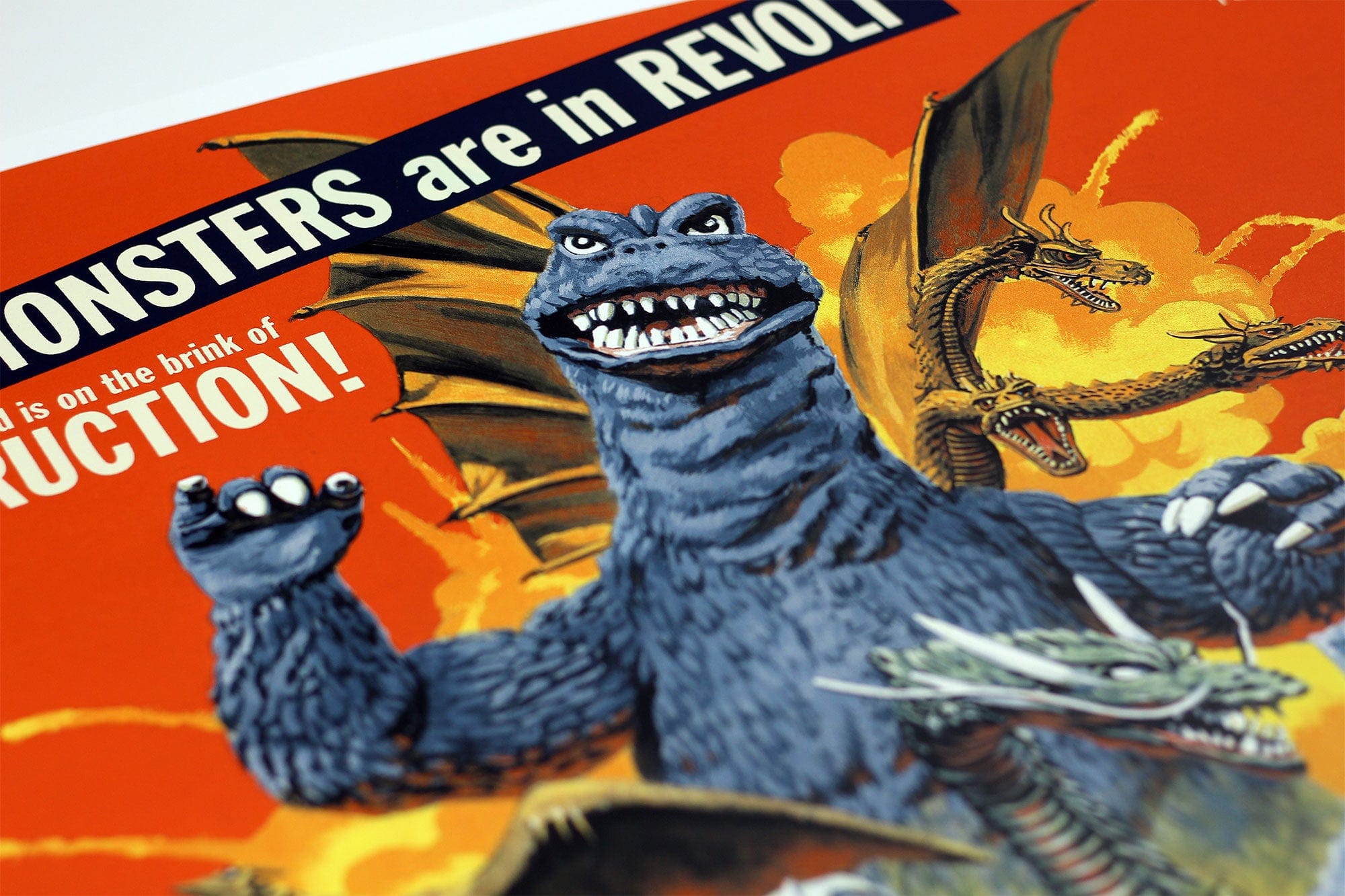 Destroy All Monsters Movie Poster - Classic Kaiju Film Wall Art for Godzilla Fans - Perfect for Home Theater, Game Room & Office Decor
