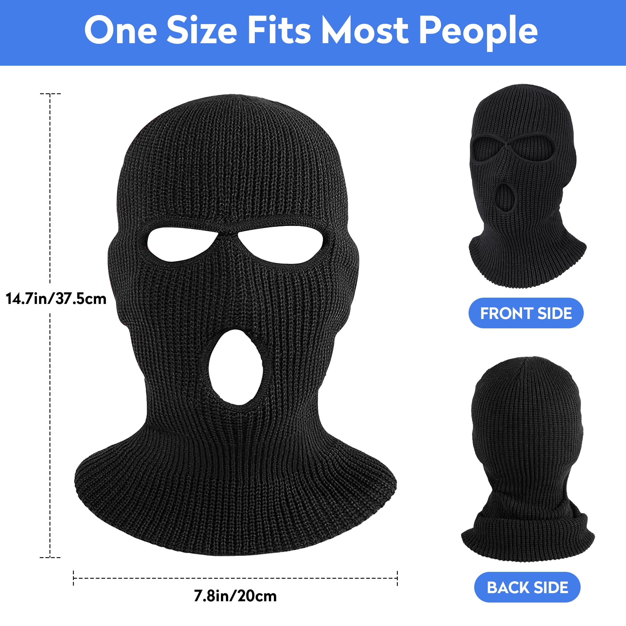 Pukavt 3 Hole Winter Knitted Mask - Warm Full Face Cover Balaclava for Skiing, Motorcycle, Snowboarding & Outdoor Activities | Cold Weather Protection for Men & Women