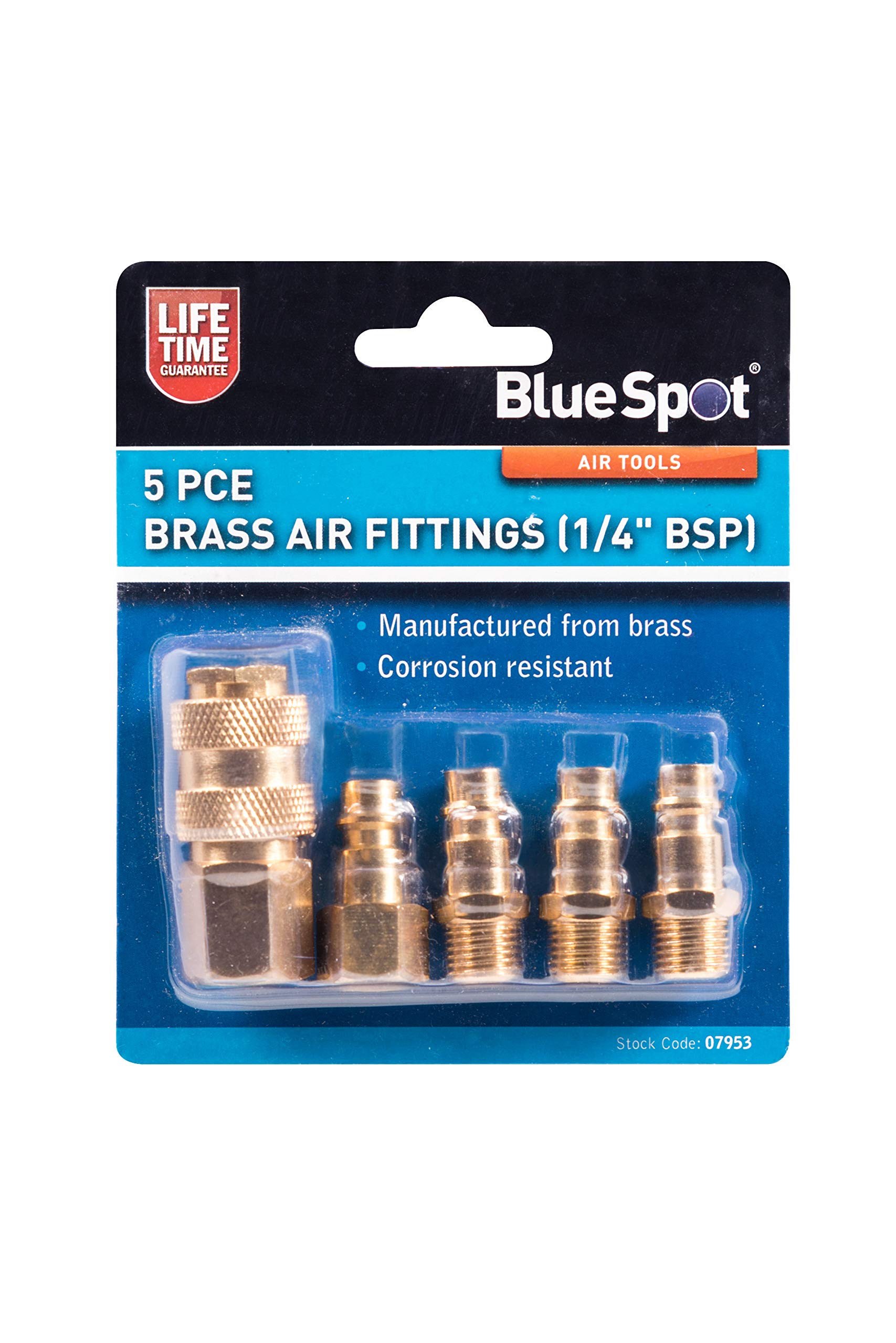 BlueSpot Tools 07953 Brass Air Fittings (BSP) - High-Quality BSP Threaded Air Connectors for Pneumatic Systems | Ideal for Compressors, Air Tools & Industrial Applications