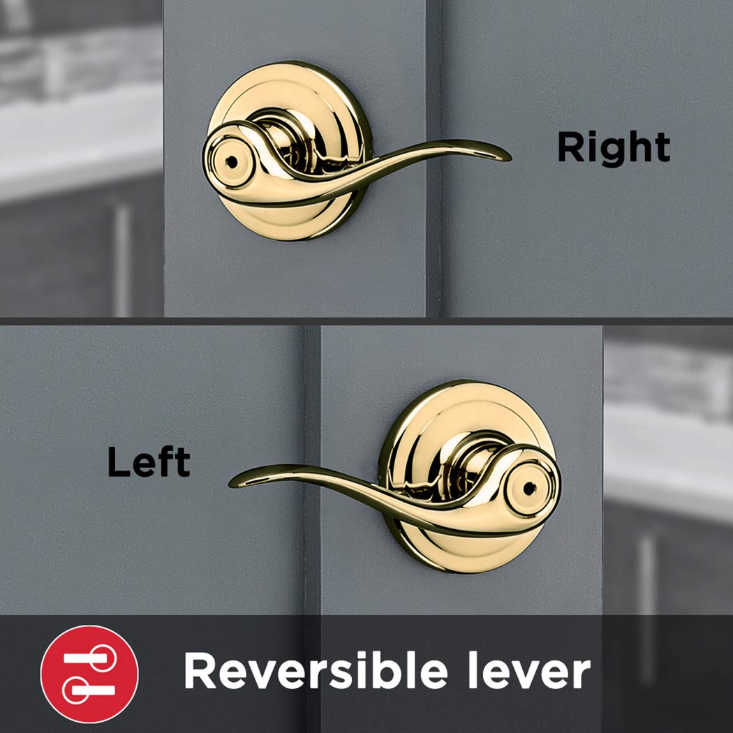 Polished Brass Tustin Bed/Bath Lever with Microban Antimicrobial Protection - Perfect for Bathrooms, Bedrooms & High-Touch Areas