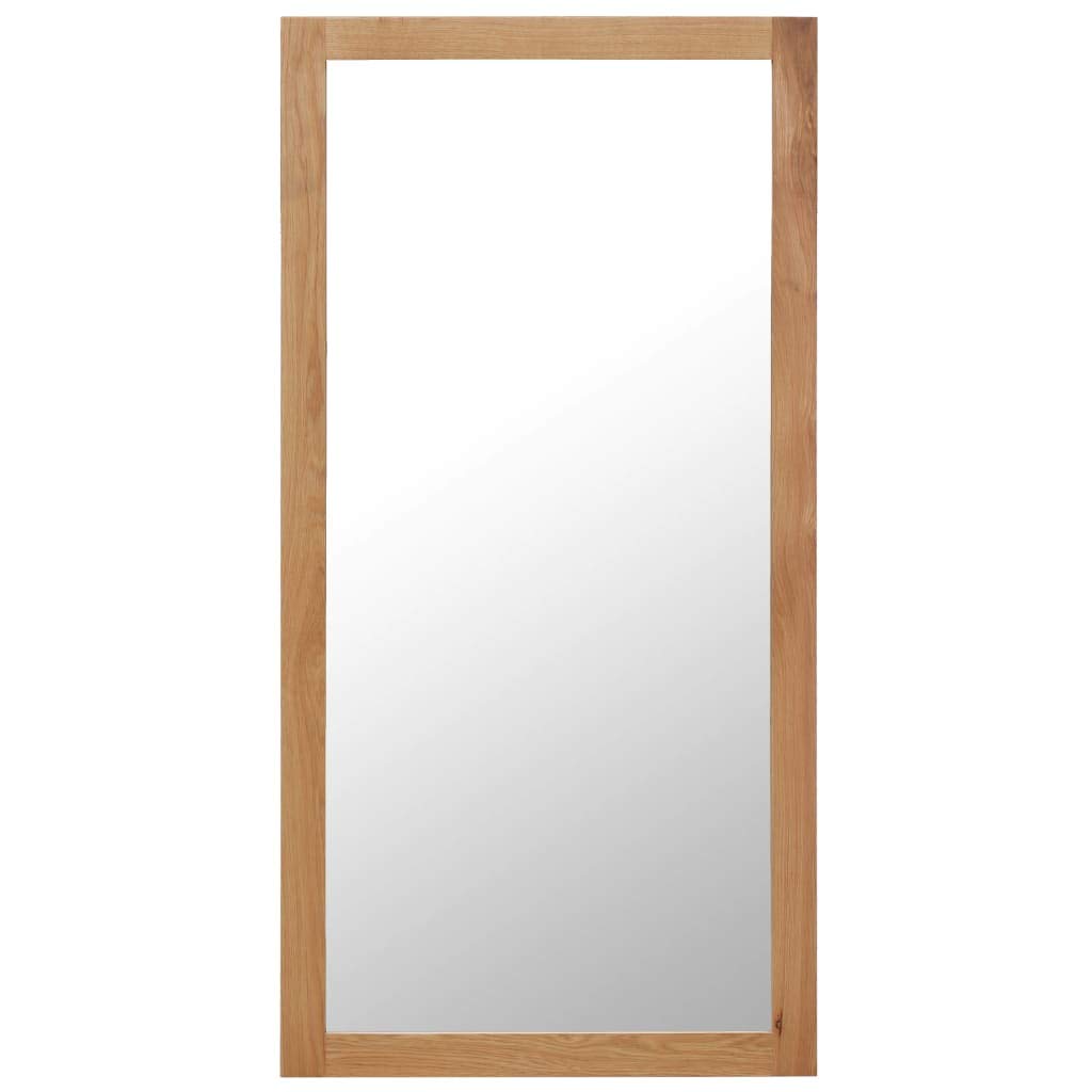 Modern Oak Wood Framed Rectangular Wall Mirror 23.6x47.2 Inches - Unfade Memory Decorative Mirror for Living Room, Bedroom & Entryway