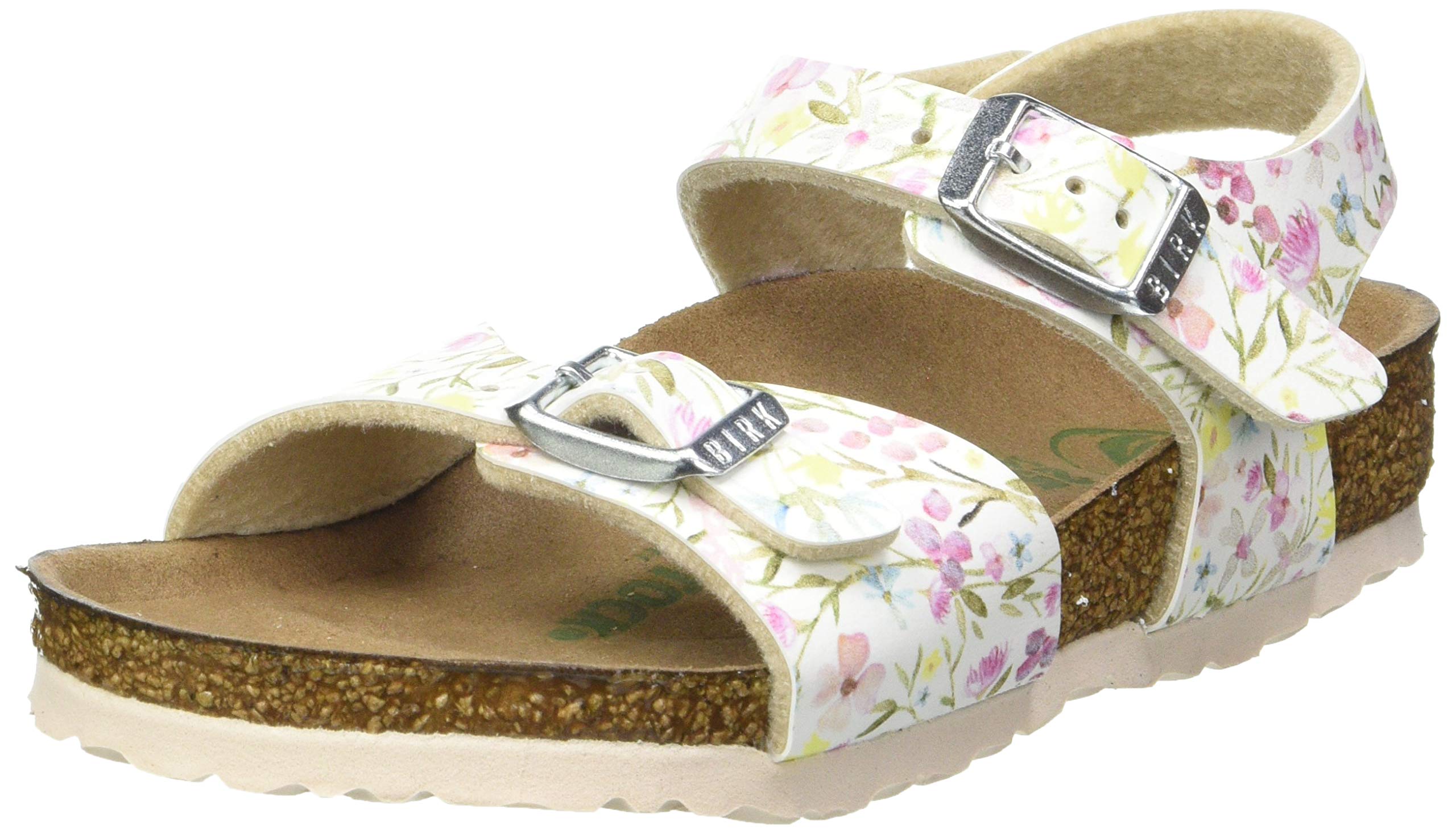 Birkenstock Rio Plain Kids White Watercolor Flower Vegan Infant Strap Sandals - Comfortable & Eco-Friendly Summer Shoes for Toddlers, Perfect for Beach, Pool, and Outdoor Play