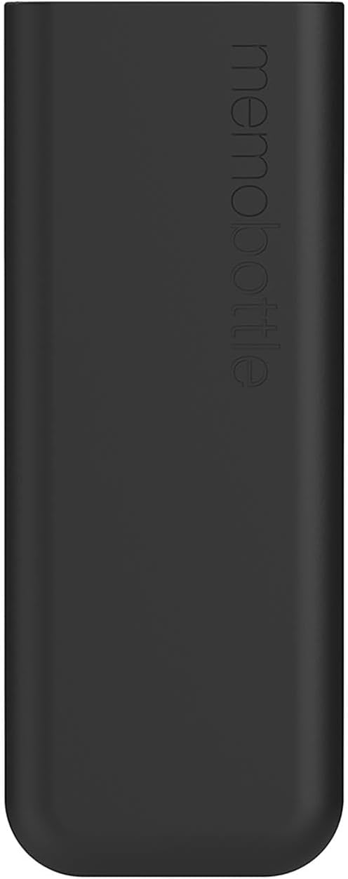 memobottle SLIM (Black Ink) Bundle - 15oz (450ml) BPA Free Tritan Water Bottle with Silicone Sleeve & Lid | Ultra Slim Flat Design for Backpacks, Laptops & Travel | Minimalist Reusable Bottle for Office, Gym & Outdoor Activities