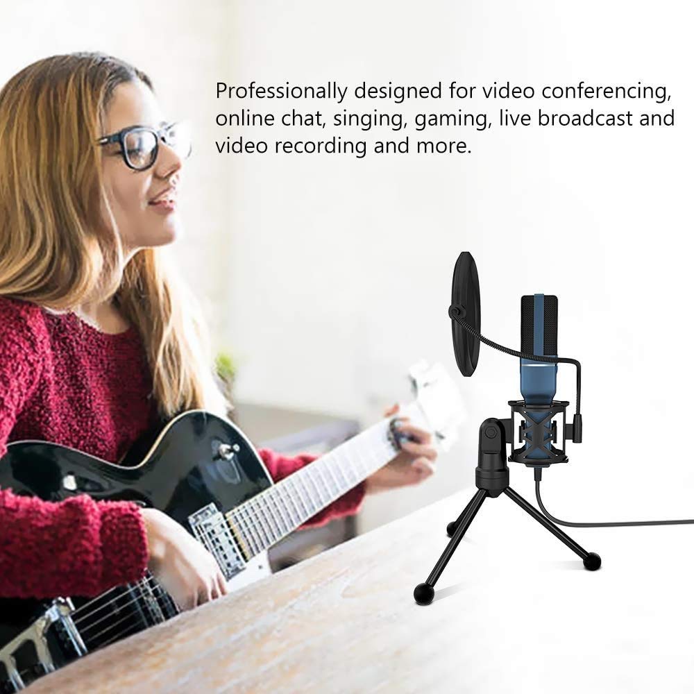 Professional USB Condenser Microphone - Plug & Play Studio Quality Mic for PC Recording, Gaming, Voice Chat, Podcasting & Video Conferencing (Black) | Perfect for Home Studio, Streaming & Online Meetings