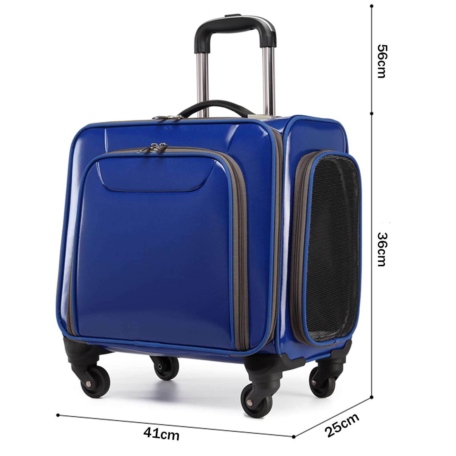 Expandable Pet Rolling Travel Carrier with Wheels - Soft Sided Stroller Bag for Dogs & Cats - Mesh Ventilation Windows & Telescopic Handle - Perfect for Air Travel, Road Trips & Vet Visits
