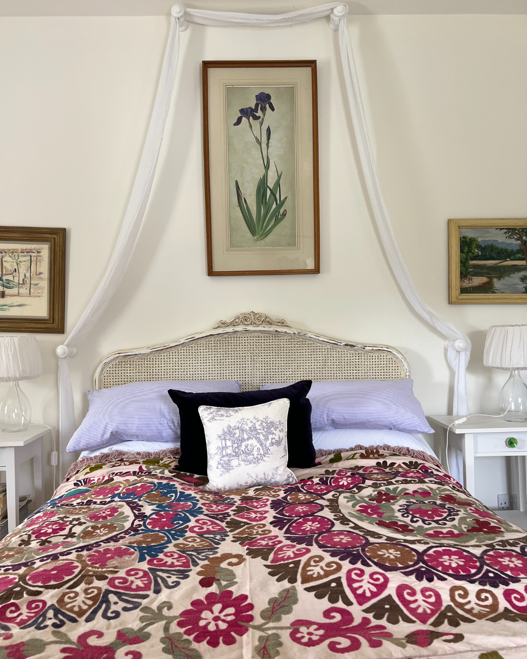Extra Large Suzani 05 - Handmade Bohemian Cotton Throw Blanket for Bed, Sofa & Home Decor - Perfect for Bohemian Style Bedrooms, Living Rooms and Cozy Nights
