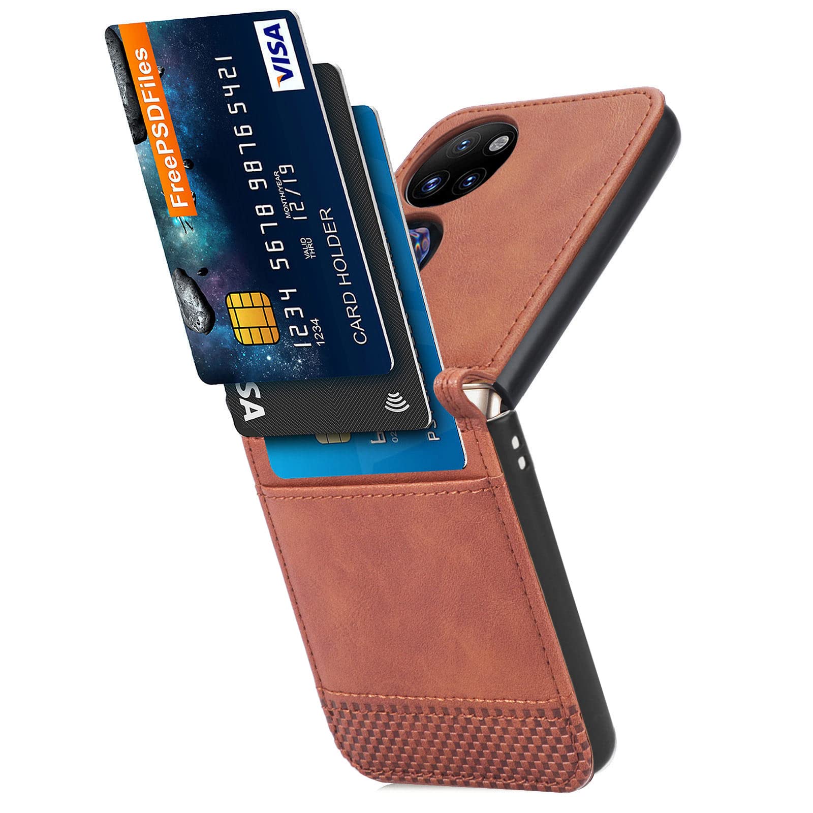 Huawei P50 Pocket Case Cover - Premium PU Leather Flip Case for BAL-AL00 (Brown) | Slim Protective Phone Cover with Card Slots | Perfect for Business, Travel & Everyday Use