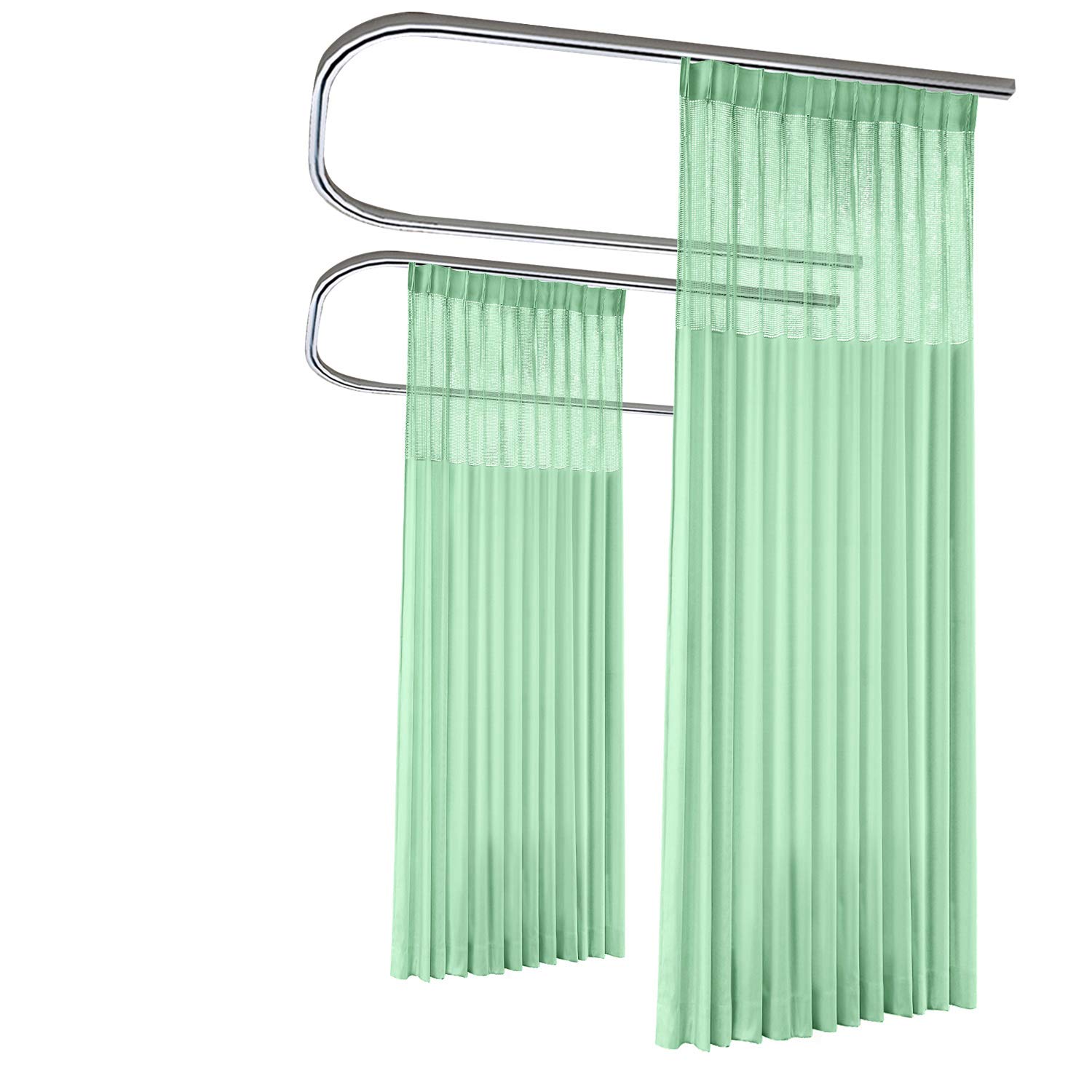 Macochico Pinch Pleated Medical Privacy Curtains - 8ft x 8.5ft Green Hospital Cubicle Curtain for Clinic, SPA, Lab & Room Divider | Infection Control, Patient Privacy & Healthcare Facility Use