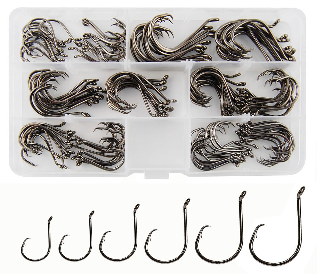 2X Strong Offset Circle Hooks for Saltwater & Freshwater Fishing - High Carbon Steel Black Fishing Hooks for Catfish, Bass & More | Ideal for Deep Sea, Lake & River Fishing