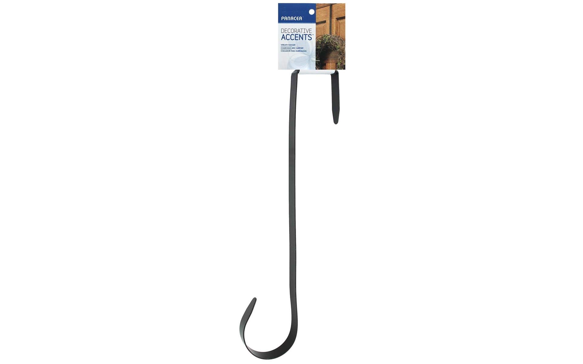Panacea 12-Inch Black Wreath Hanger - Heavy Duty Door Hook for Christmas, Holiday & Seasonal Decorations (1-Pack)