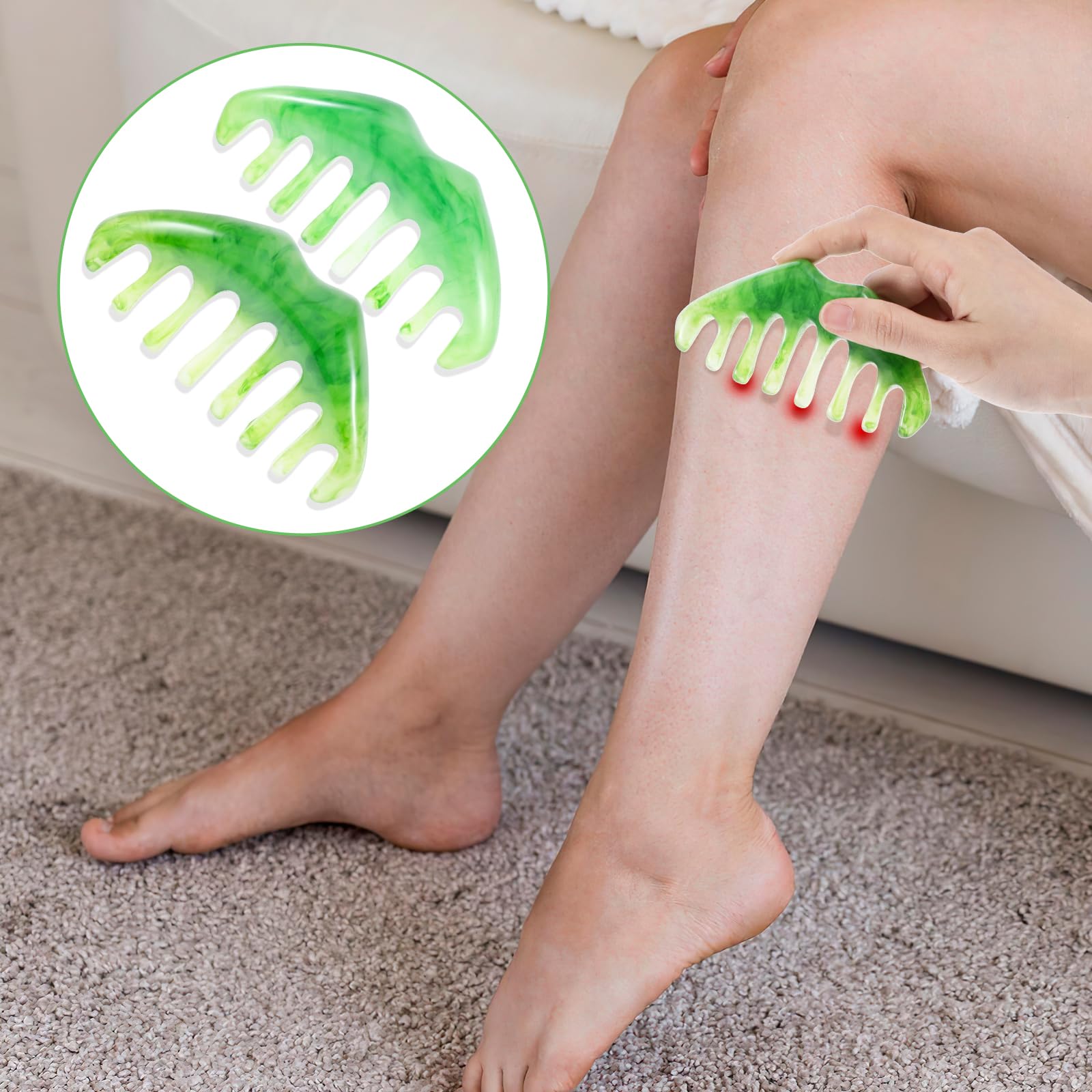 2PCS Gua Sha Comb & Facial Massage Tool - Handheld Head & Body Massager for Relaxation, Scalp Care, and Stress Relief - Perfect for Home Spa, Self-Care, and Postpartum Recovery