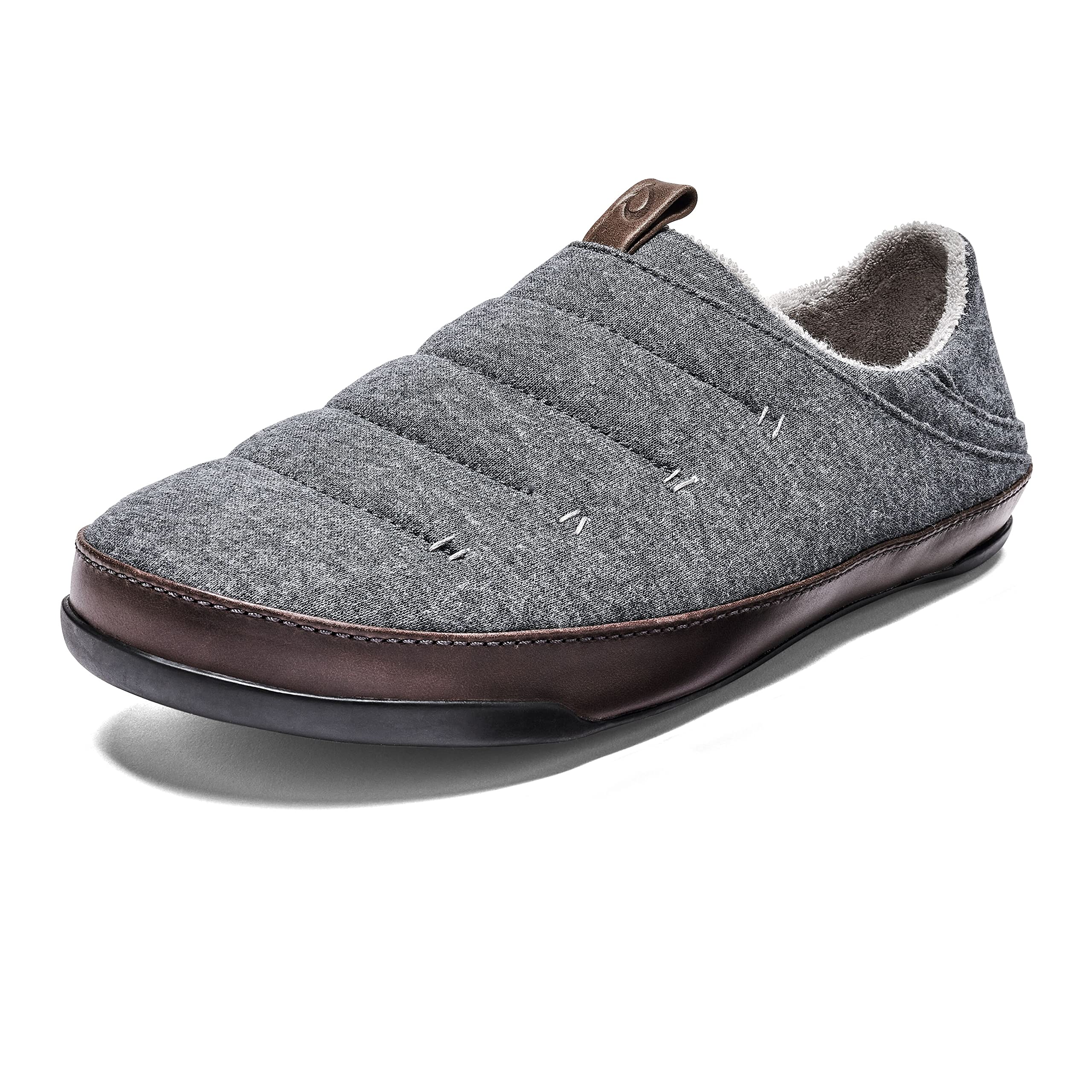 OluKai Mahana Men's Soft Cotton Slippers - Comfortable & Breathable Cotton Blend Jersey with Full-Grain Leather Pull Loop - Perfect for Indoor Lounging, Spa Days & Relaxing at Home