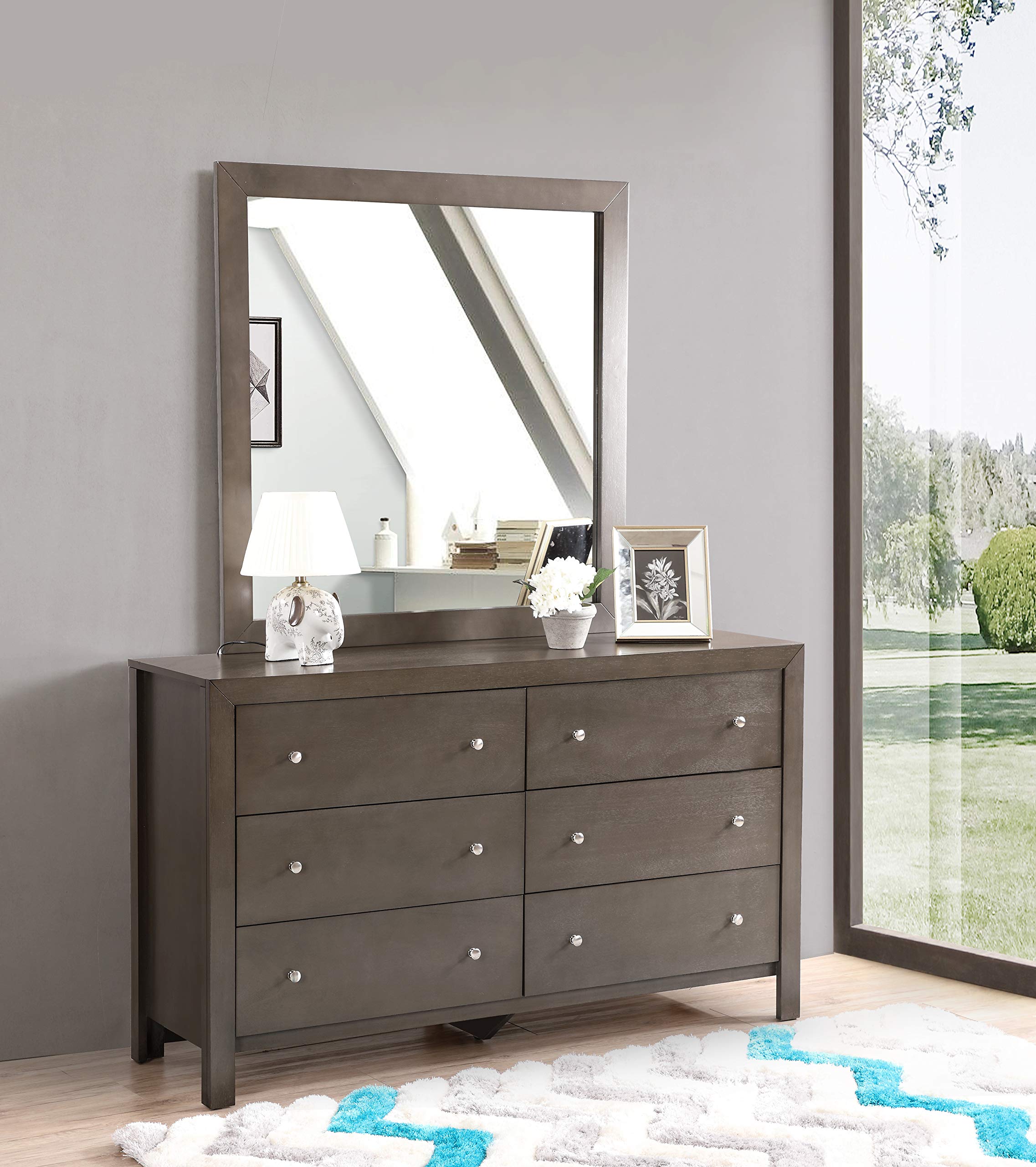 Glory Furniture G2405-M Full Length Bedroom Mirror in Gray - Modern Standing Mirror for Dressing Room, Bedroom Decor & Vanity