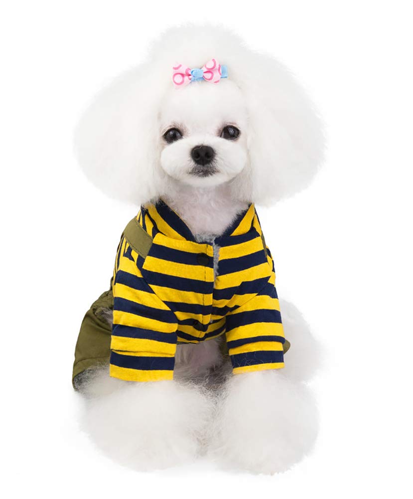 Trudz PET Dog Coat - Thickened Fleece Hoodie Jacket for Small & Medium Dogs & Cats - Warm 4-Legs Winter Sweater for Cold Weather (Yellow, Large) - Perfect for Outdoor Walks & Indoor Comfort