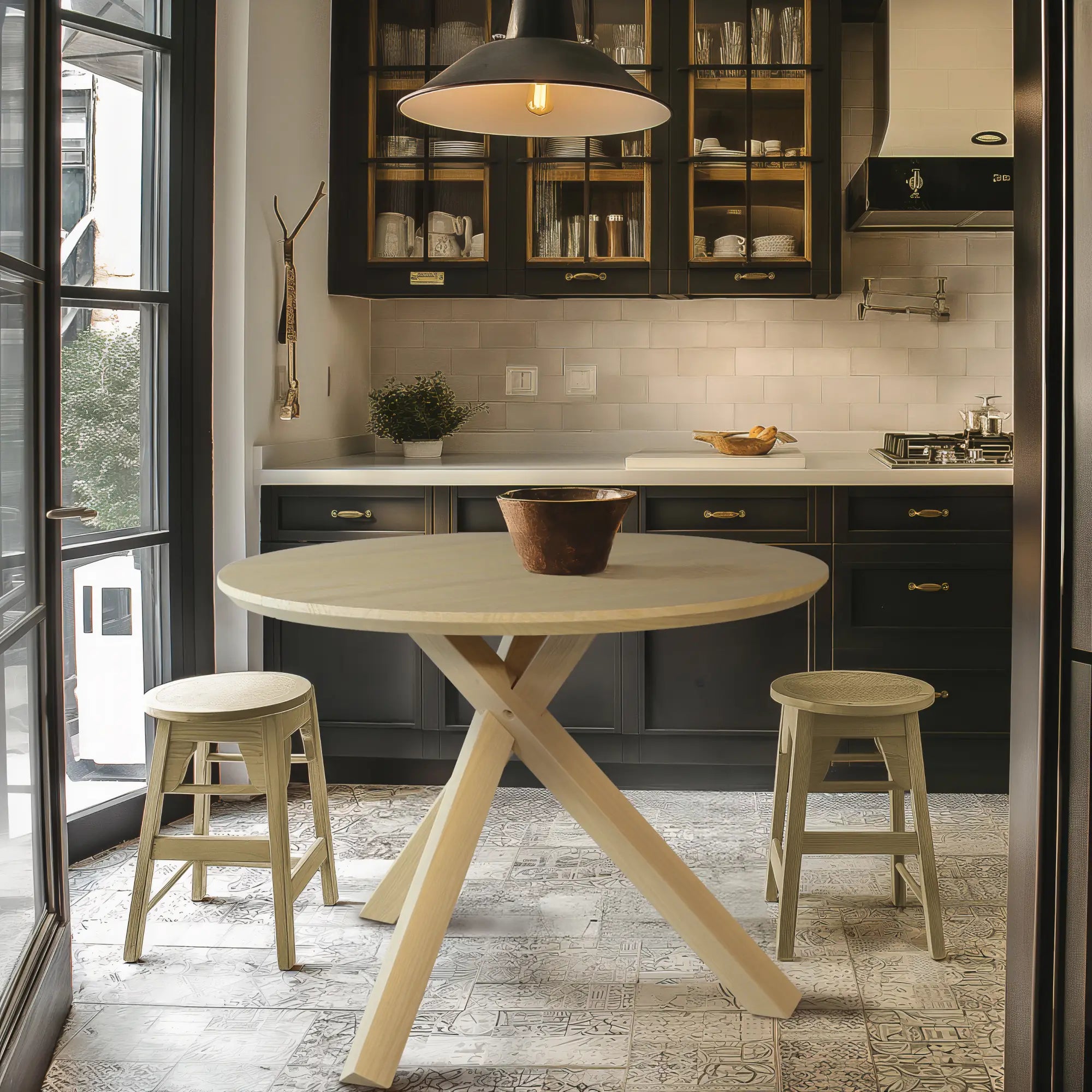 Stylish Cascais Round Dining Table - Modern Wooden Kitchen Table for 4-6 People | Perfect for Small Spaces, Breakfast Nooks & Cozy Family Meals