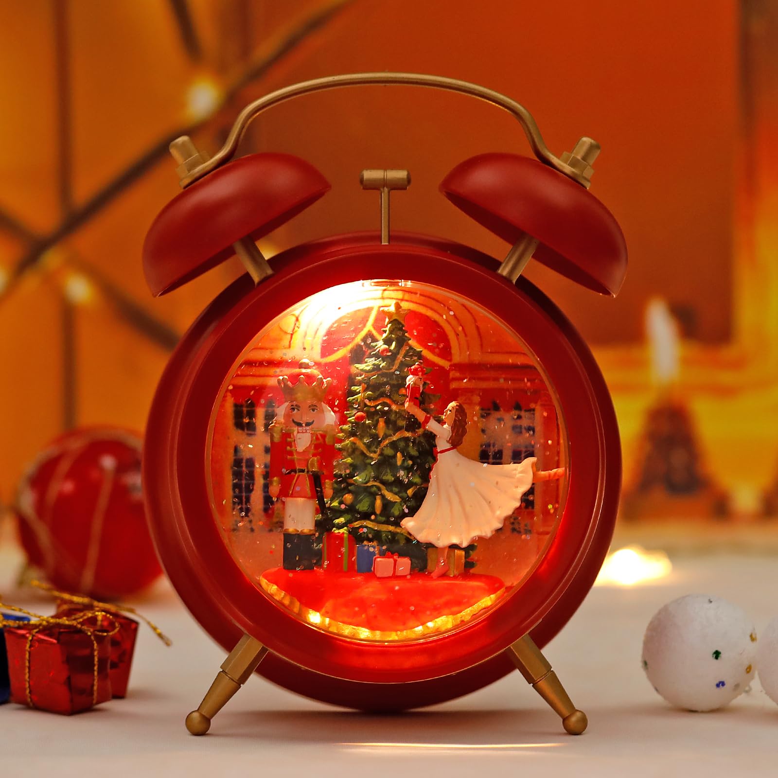 Lighted Christmas Snow Globe Lantern with 6H Timer & Music - USB/Battery Powered Nutcracker Holiday Decor for Home, Office, and Indoor Christmas Decorations - Perfect for Mantel, Tabletop, and Holiday Party Centerpieces