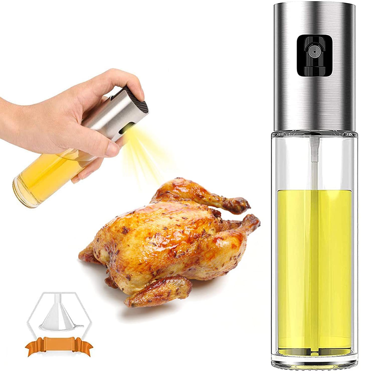 100ml Glass Olive Oil Sprayer Mister Bottle - Perfect for Cooking, Salad Dressing, BBQ, Baking & Roasting | Healthy Oil Dispenser for Kitchen & Outdoor Grilling
