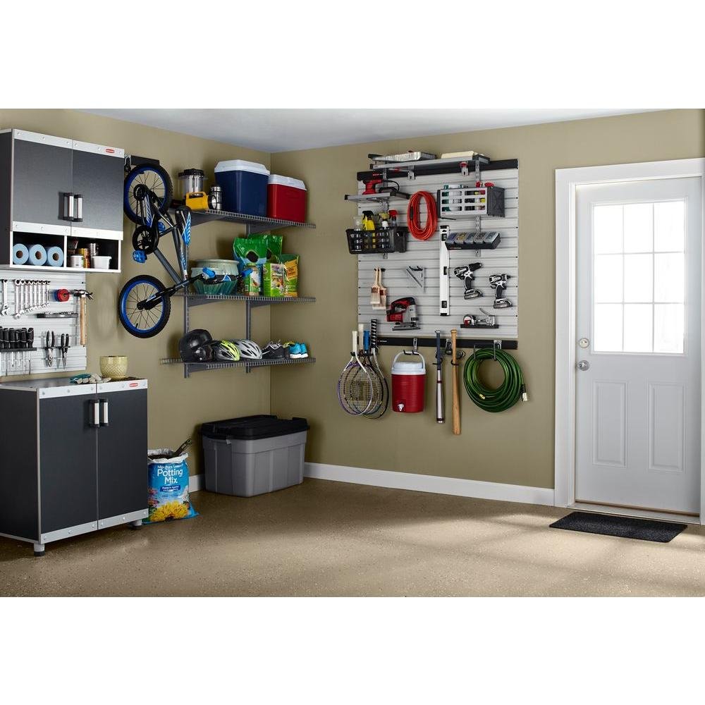 Rubbermaid FastTrack Rail Heavy Duty Large Shelf Organizer System - 50 lb Capacity for Garage, Laundry Room & Pantry Storage - Perfect for Cleaning Supplies, Garden Tools & Household Organization