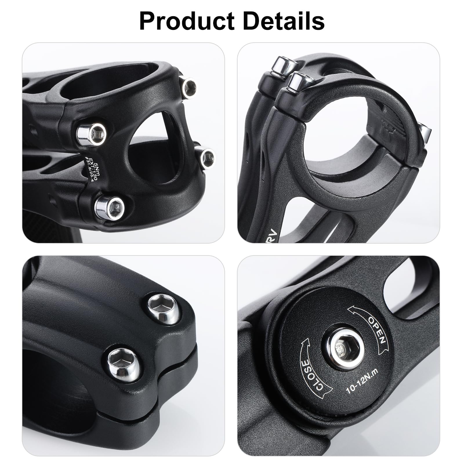 Universal Bike Stem 25.4mm & 31.8mm Adjustable Bicycle Stem Riser - 110mm & 130mm Length for MTB, Road Bike, BMX - Perfect for Mountain Biking, Commuting & Urban Cycling