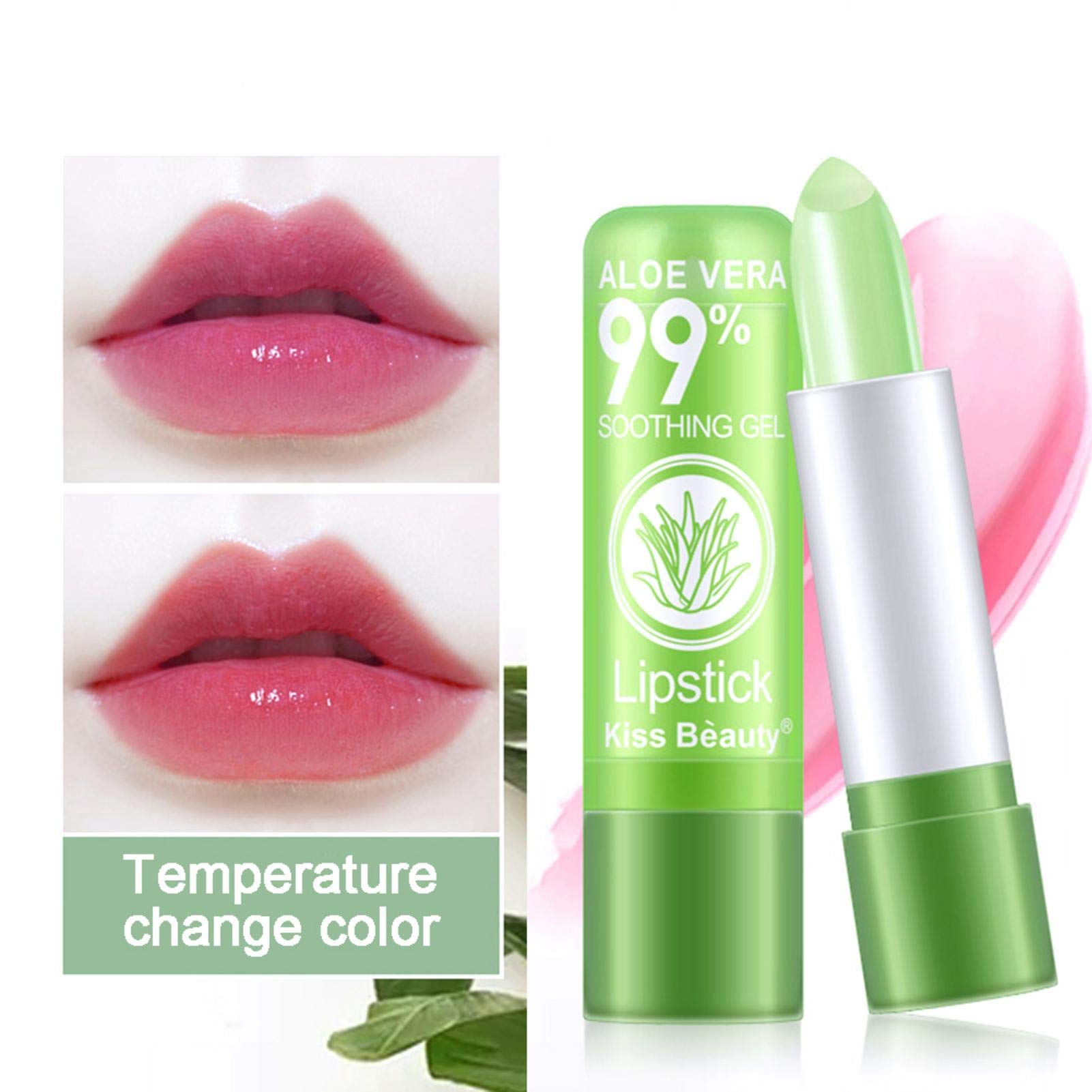 2 Pack Aloe Vera Lipstick - Long Lasting Nutritious Lip Balm with Moisturizing Magic Temperature Color Changing Effect | Hydrating Lip Gloss for Dry Lips, Perfect for Daily Use, Travel & Gifts