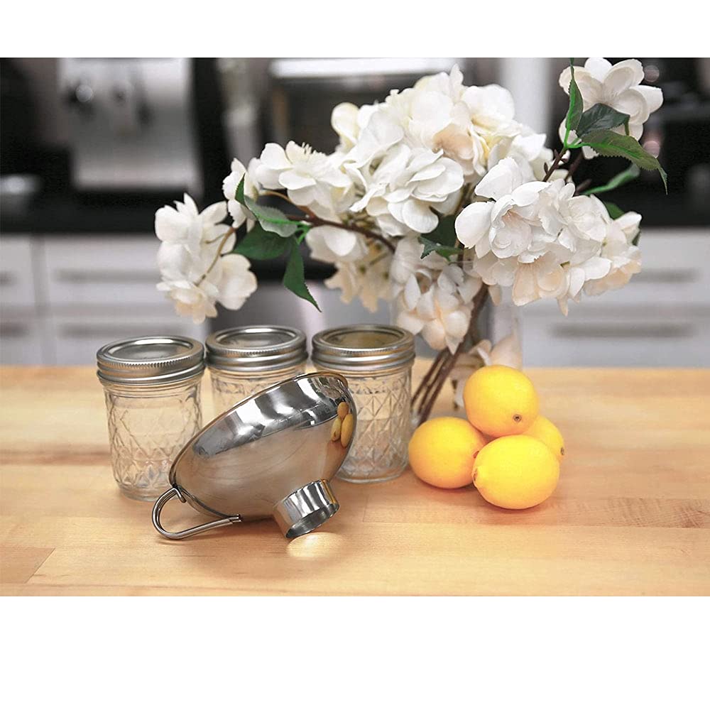 Premium 18/10 Stainless Steel Jam Funnel - Silver Kitchen Funnel with Wide Mouth for Canning, Preserves & Baking - Durable Metal Funnel for Jars, Bottles & DIY Kitchen Projects