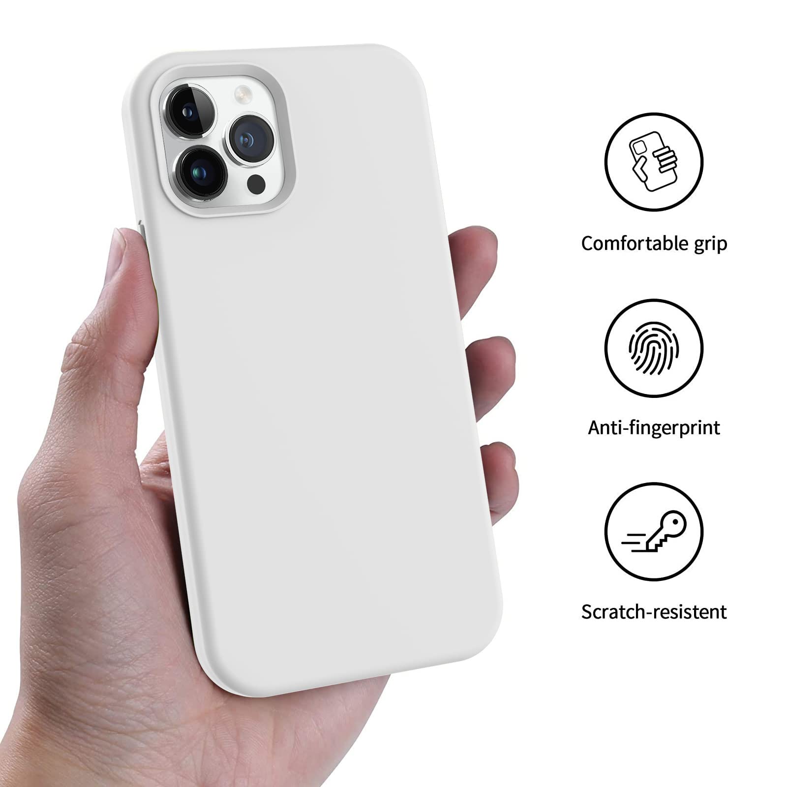 AOTESIER Shockproof iPhone 12 Pro Max Case (6.7 inch) - Liquid Silicone Phone Cover with Soft Anti-Scratch Microfiber Lining | Slim Thin Protective Case | Perfect for Daily Use, Travel & Outdoor Activities - White
