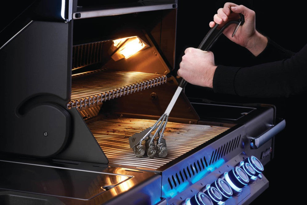 Napoleon Bristle-Free Triple Row Grill Brush 62059 - Heavy Duty BBQ Grill Cleaner for Stainless Steel & Cast Iron Grates - Perfect for Outdoor Cooking & Backyard BBQs