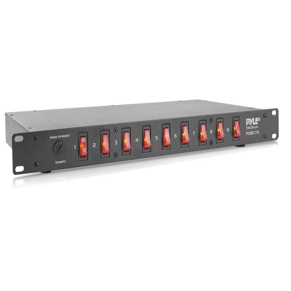 Pyle PDBC70 15 Amp 1800VA Rack Mount Power Strip with 9 Outlets, Surge Protector & AC Noise Filter - 2 Pack for Server Racks, Data Centers & Home Theater Setup