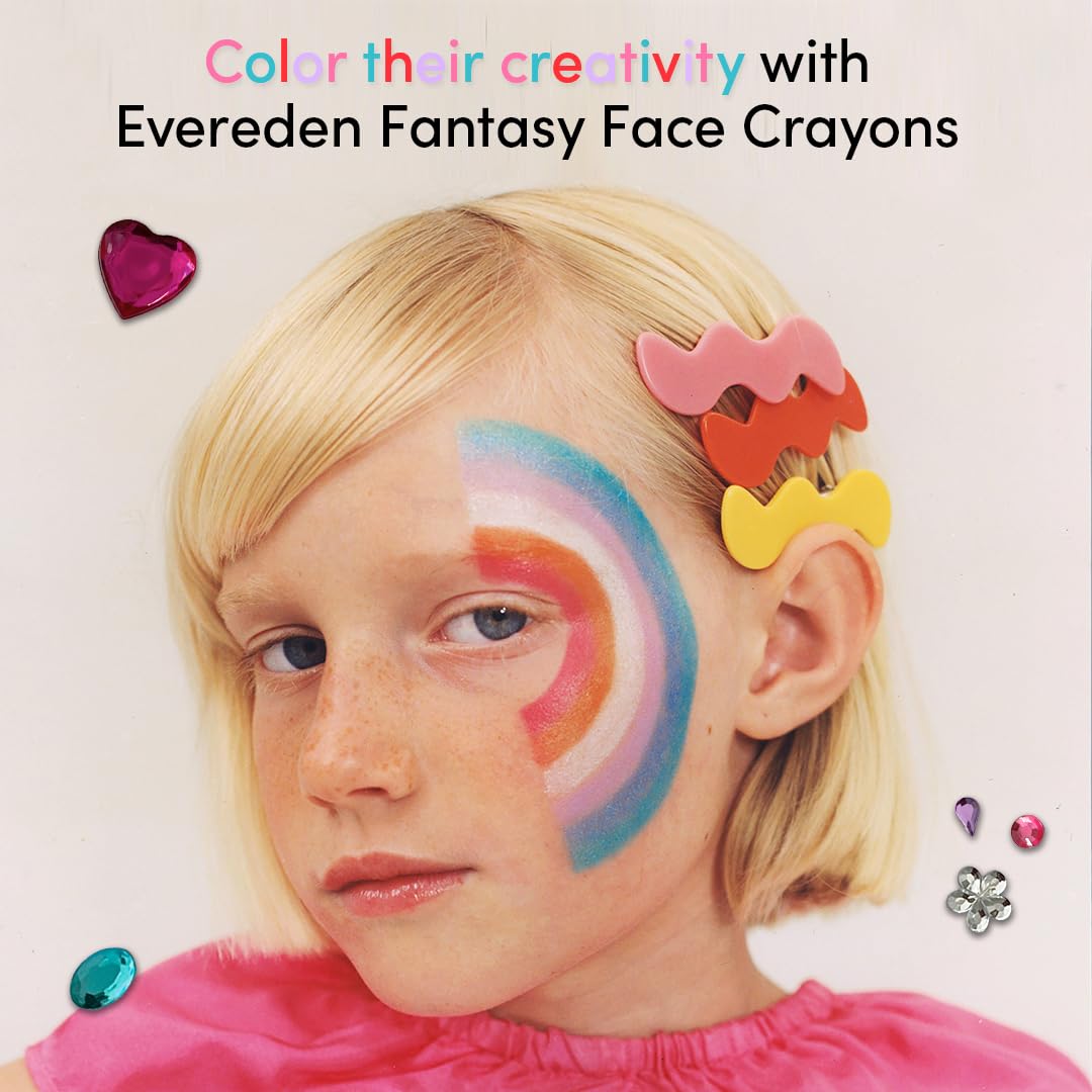 Evereden Kids Fantasy Face Crayon - Gold Shimmer Non-Toxic Makeup Crayon for Face, Eyes & Lips | Hypoallergenic Clean Beauty for Sensitive Skin | Perfect for Kids Parties, Halloween & Creative Play