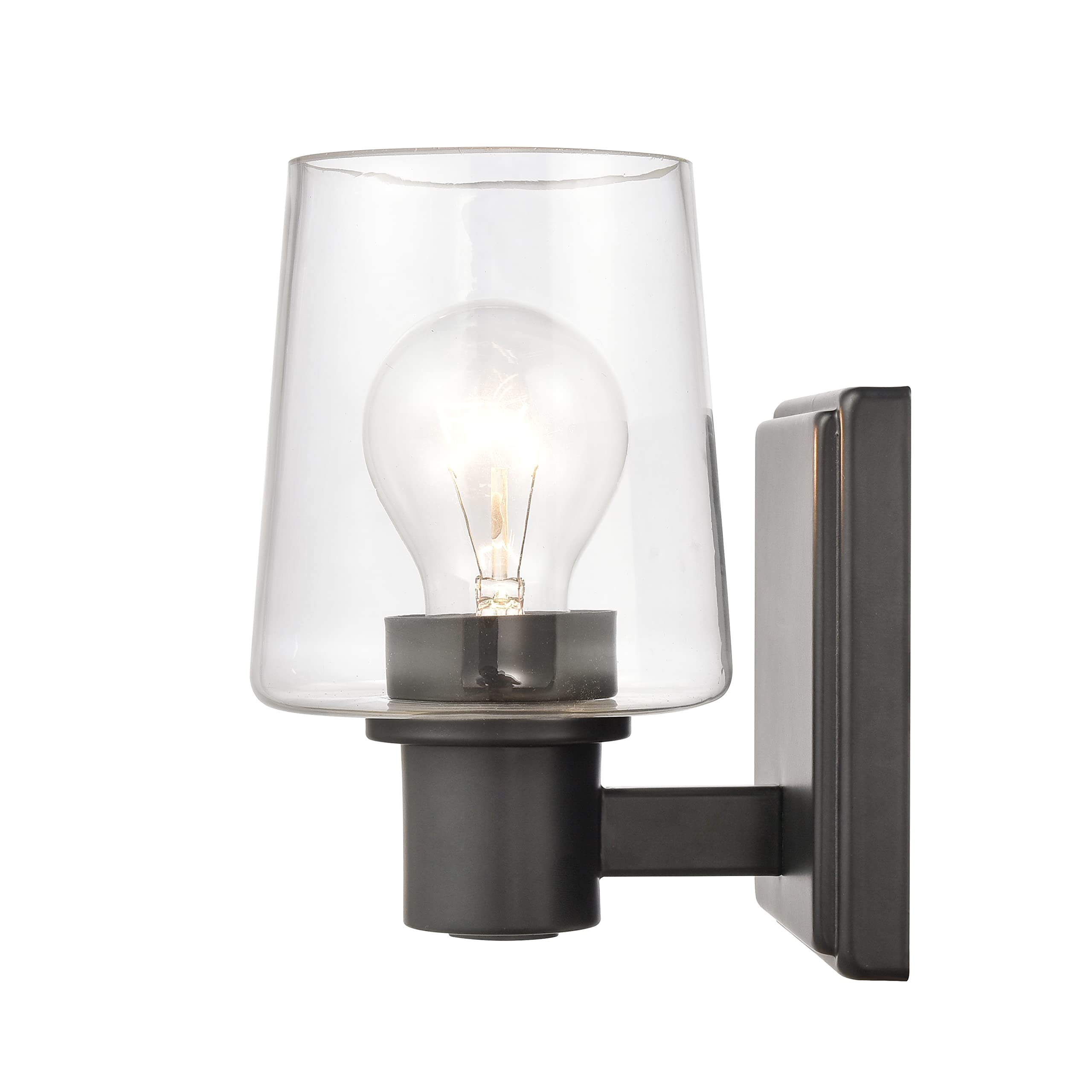 Elk Home Celia Vanity Light - 1-Light Matte Black Bathroom Light Fixture with Clear Glass Shades, Transitional Style for Bedroom, Powder Room & Dressing Area
