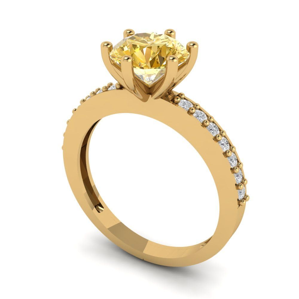 1.71ct Yellow Moissanite Engagement Ring - 14k Gold for Wedding & Anniversary