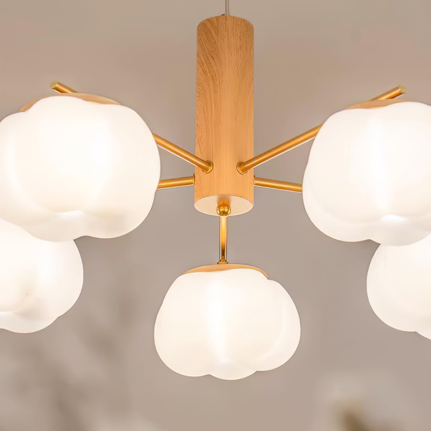 Handmade Cotton Ball Chandelier - Elegant Boho Home Decor for Bedroom, Nursery & Wedding | Soft Lighting Fixture with Natural Cotton Accents