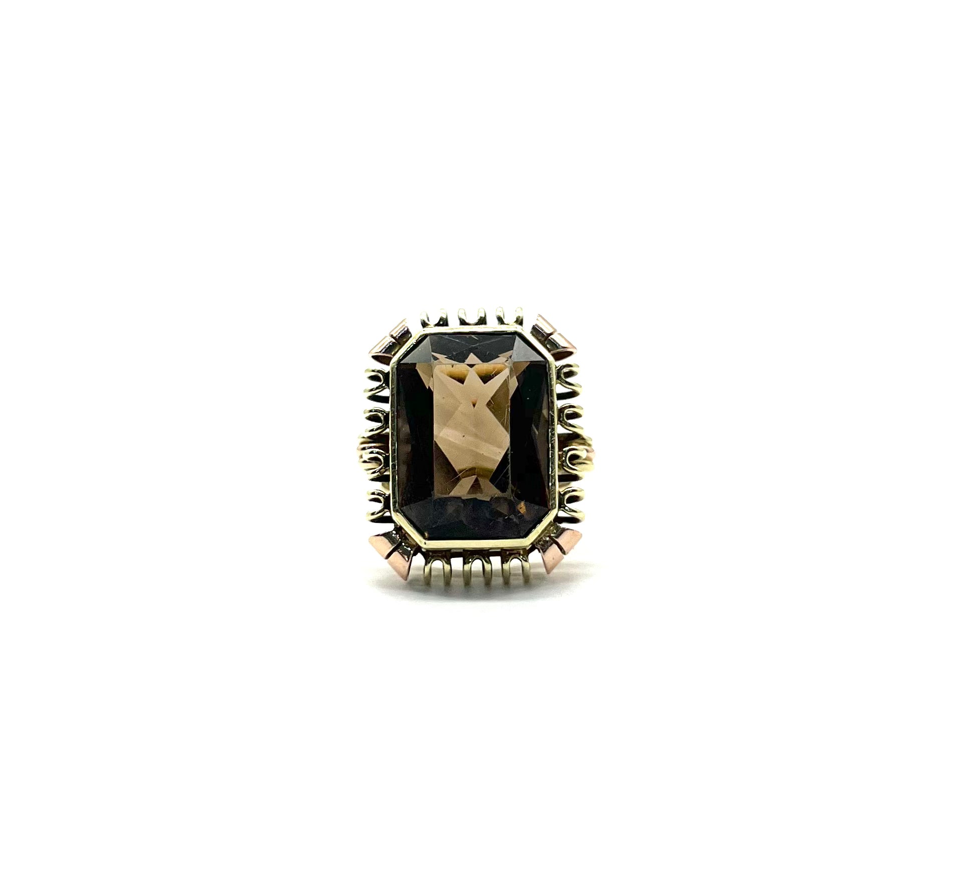 Vintage Smoky Quartz Statement Ring - Large Cutout Frame Design for Women | Boho Chic Jewelry for Parties, Weddings & Everyday Elegance