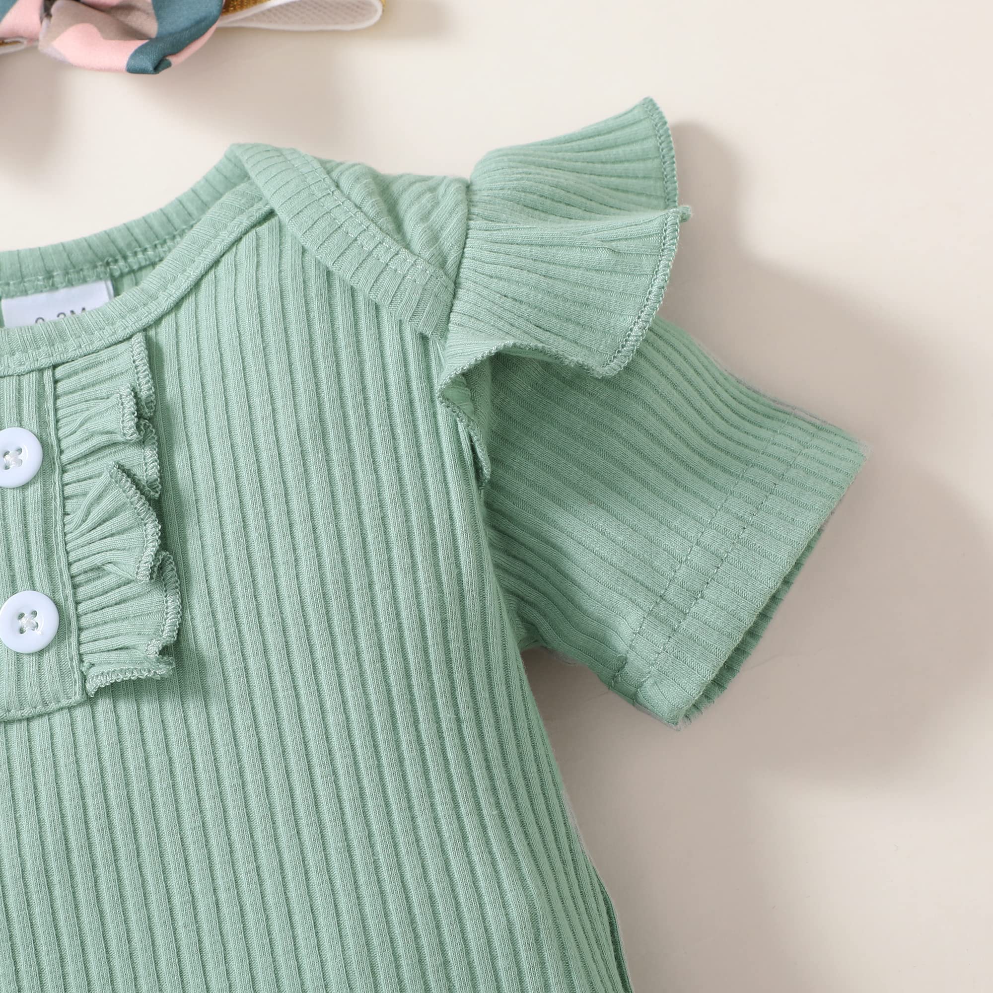Adorable Newborn Baby Girl Outfits - Ribbed Romper & Pants Set | Soft & Comfortable Infant Clothes for 0-12 Months | Perfect for Photos, Parties & Daily Wear