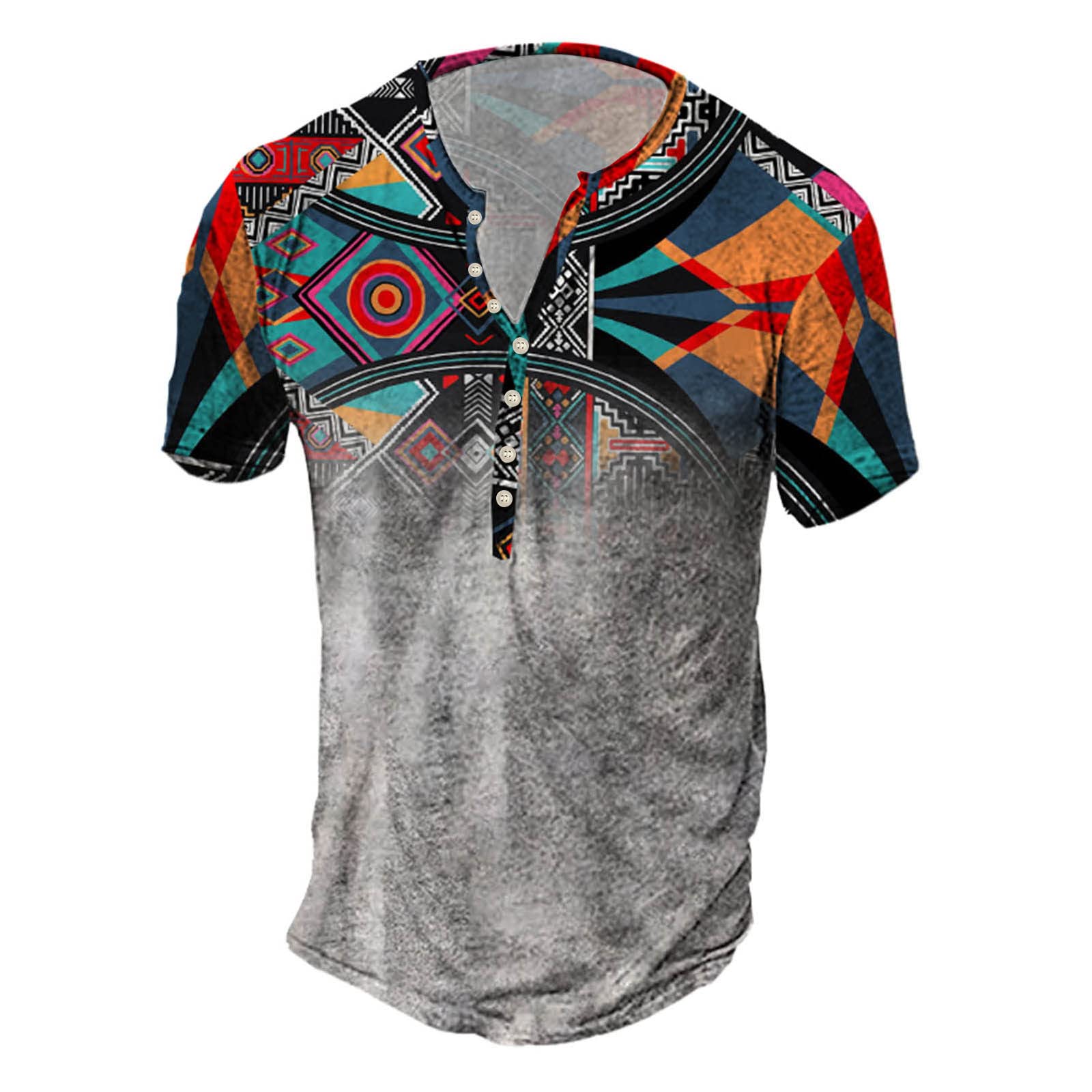 **XXBR Men's Distressed Henley Shirts - Vintage Short Sleeve Button Down Tee with Washed Look | Casual & Retro Style for Everyday Wear, Street Fashion, and Outdoor Adventures**