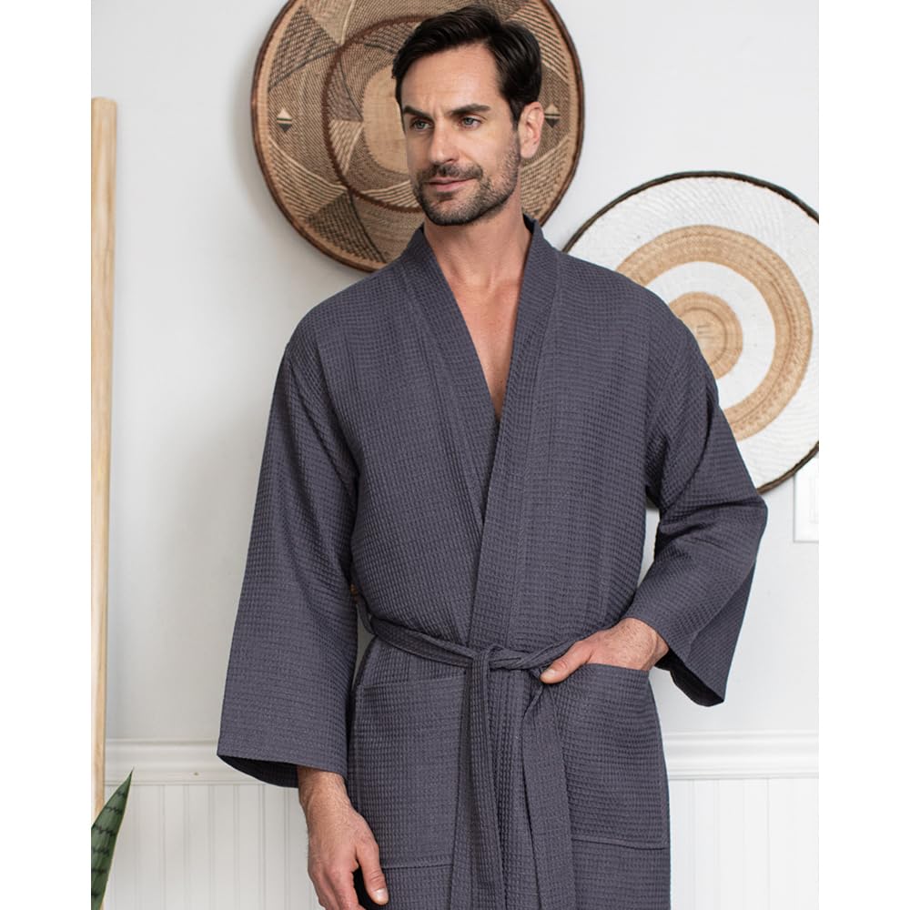 Premium Men's Cotton Waffle Bathrobe - Ultra Soft SPA Luxury Robe for Men | Home Relaxation, Hotel Style Comfort & Gift for Him