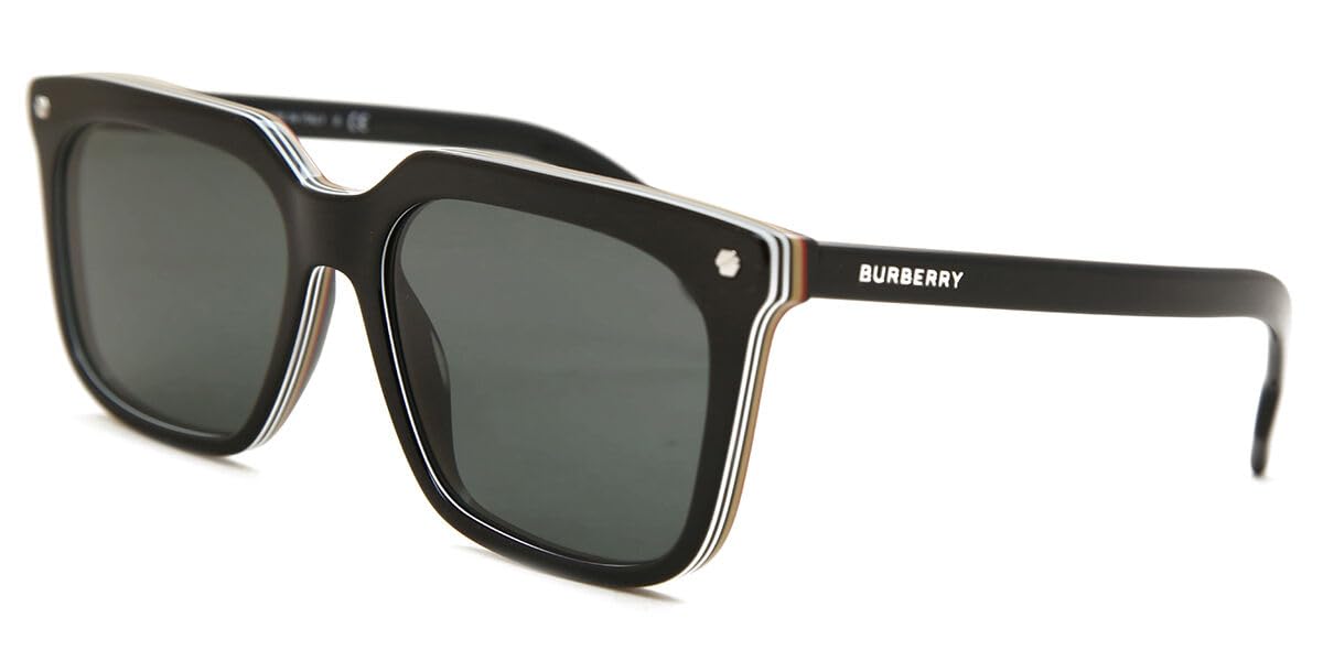 BURBERRY BE 4337 379887 Sunglasses - Carnaby Black & Dark Grey Polarized Lenses for Women & Men | UV Protection, Fashion Luxury Eyewear for Driving, Travel & Outdoor Activities
