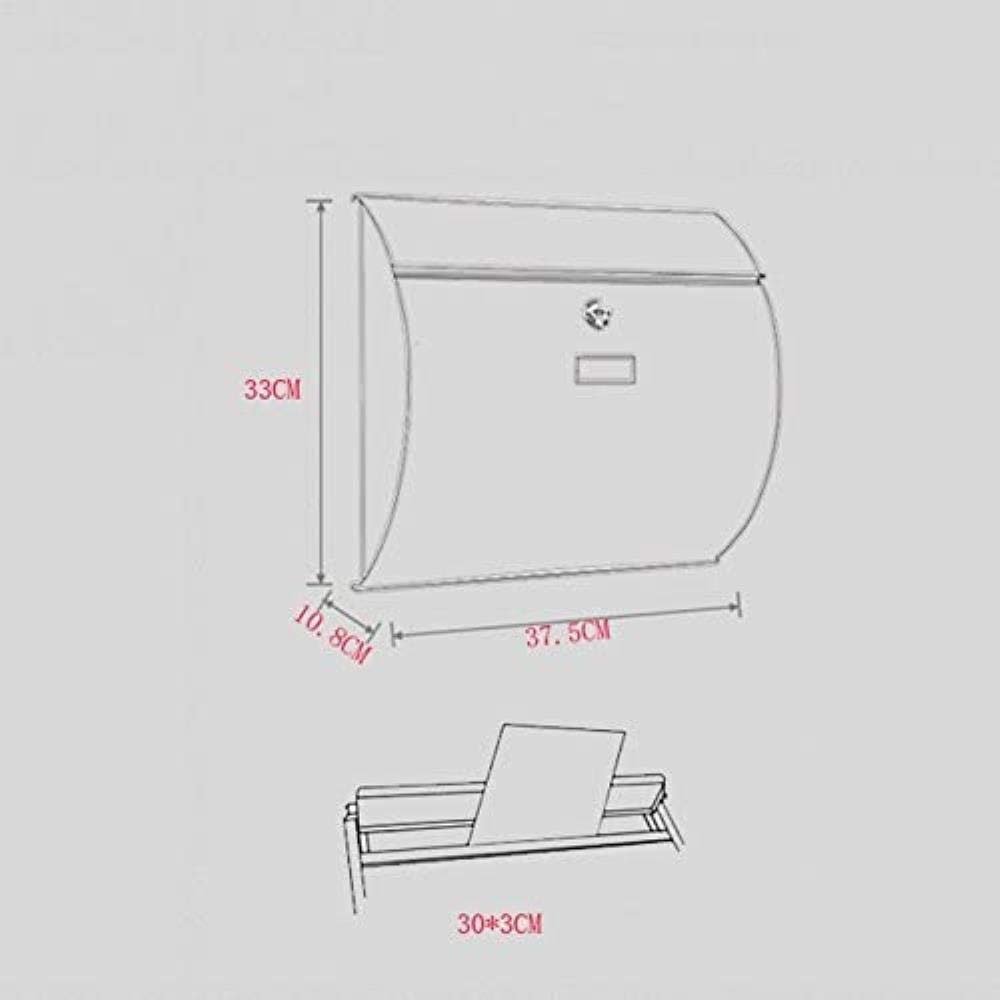 Stainless Steel Mailbox with Lock - 304 Waterproof Outdoor Wall Postbox for Home & Office | Secure Mail & Newspaper Delivery | Durable & Weatherproof for Driveway, Garden, or Apartment