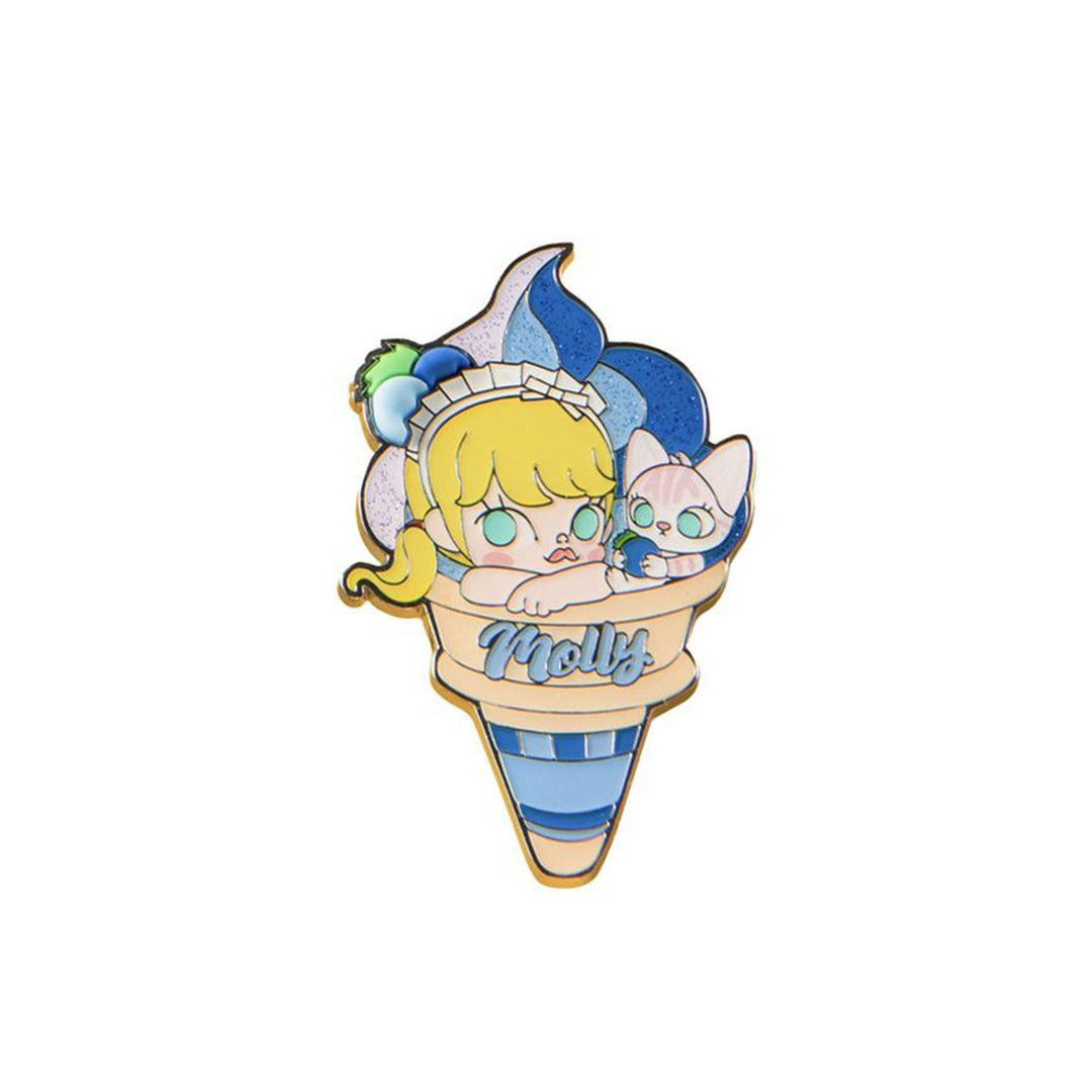 POP MART Summer Party Series MOLLY Ice Cream Enamel Pin Badge - Cute Collectible Accessory for Backpacks, Jackets & Denim - Perfect for Gifts, Conventions & Kawaii Fashion